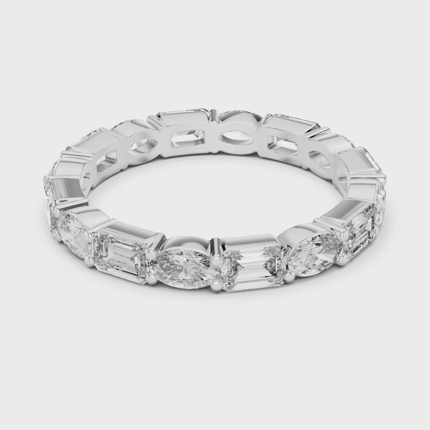 Oval & Emerald Moissanite VVS1 Eternity Wedding Band