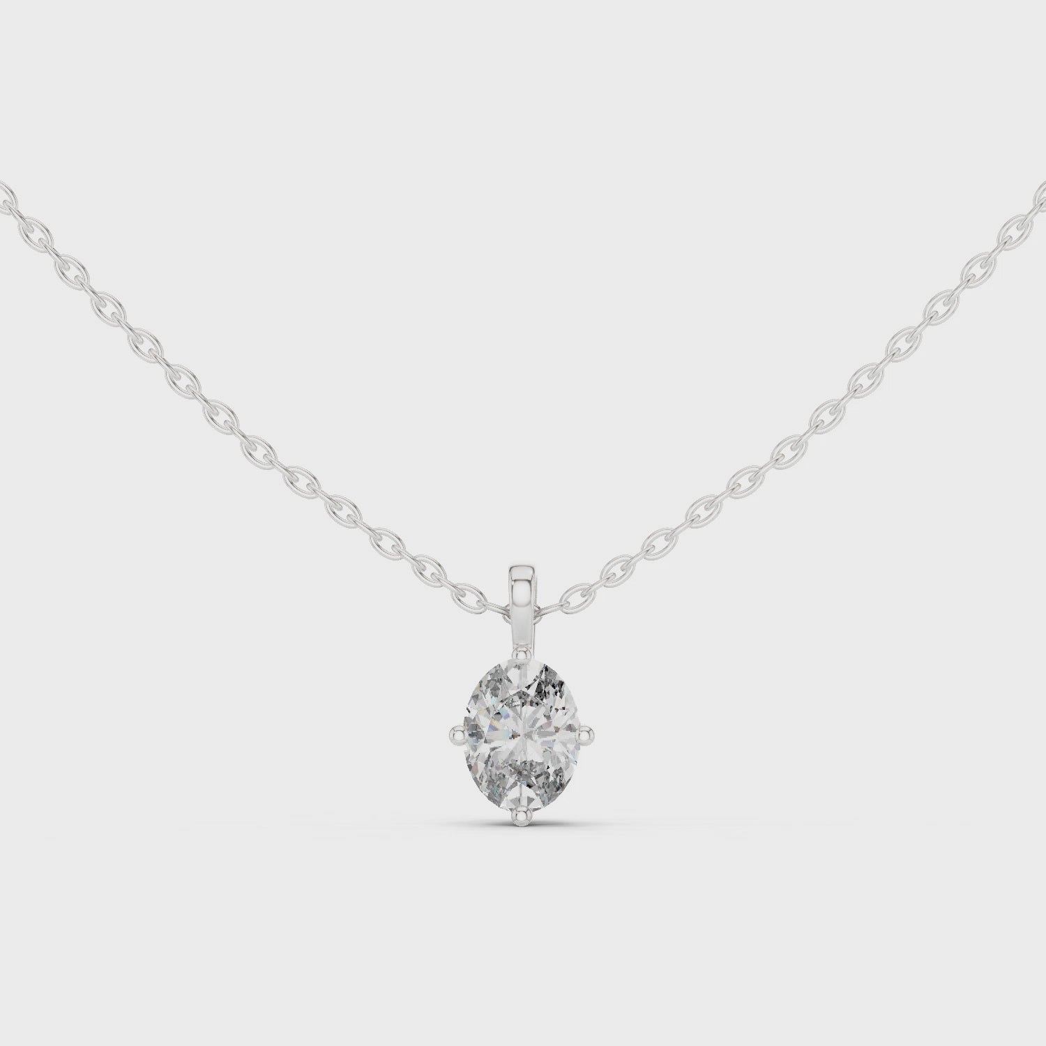 Oval Cut Solitaire Moissanite Pendant in White Gold