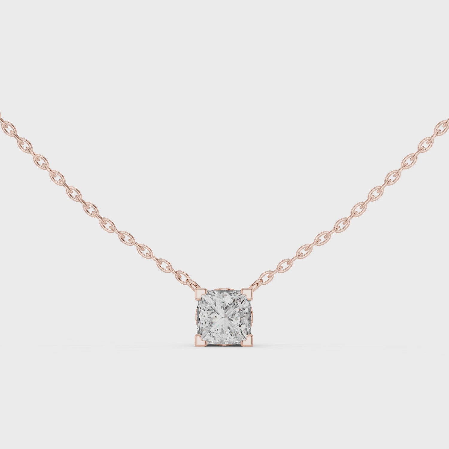 Round Modern Geometric Moissanite Pendant in Rose Gold