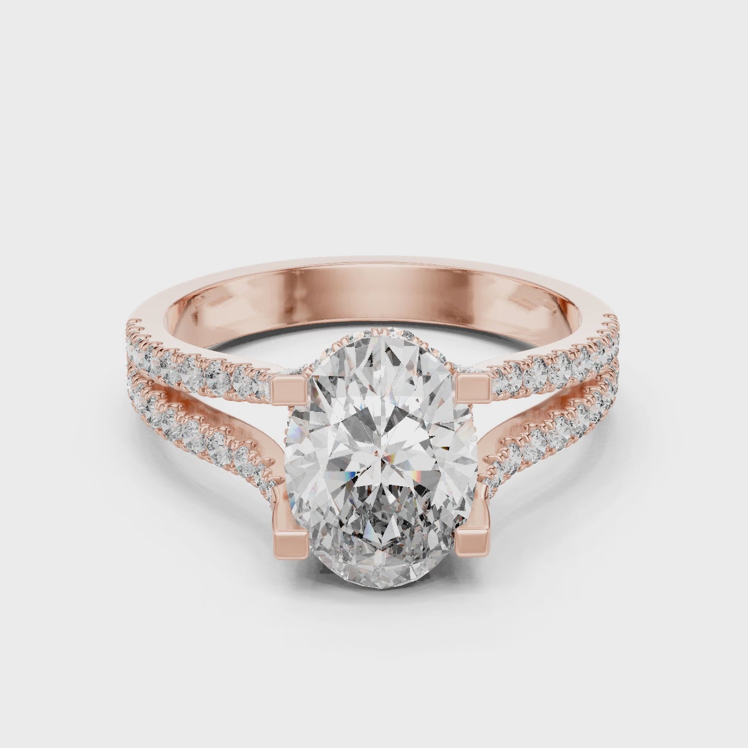 Oval Cut Brilliant Moissanite VVS1 Eternity Engagement Ring