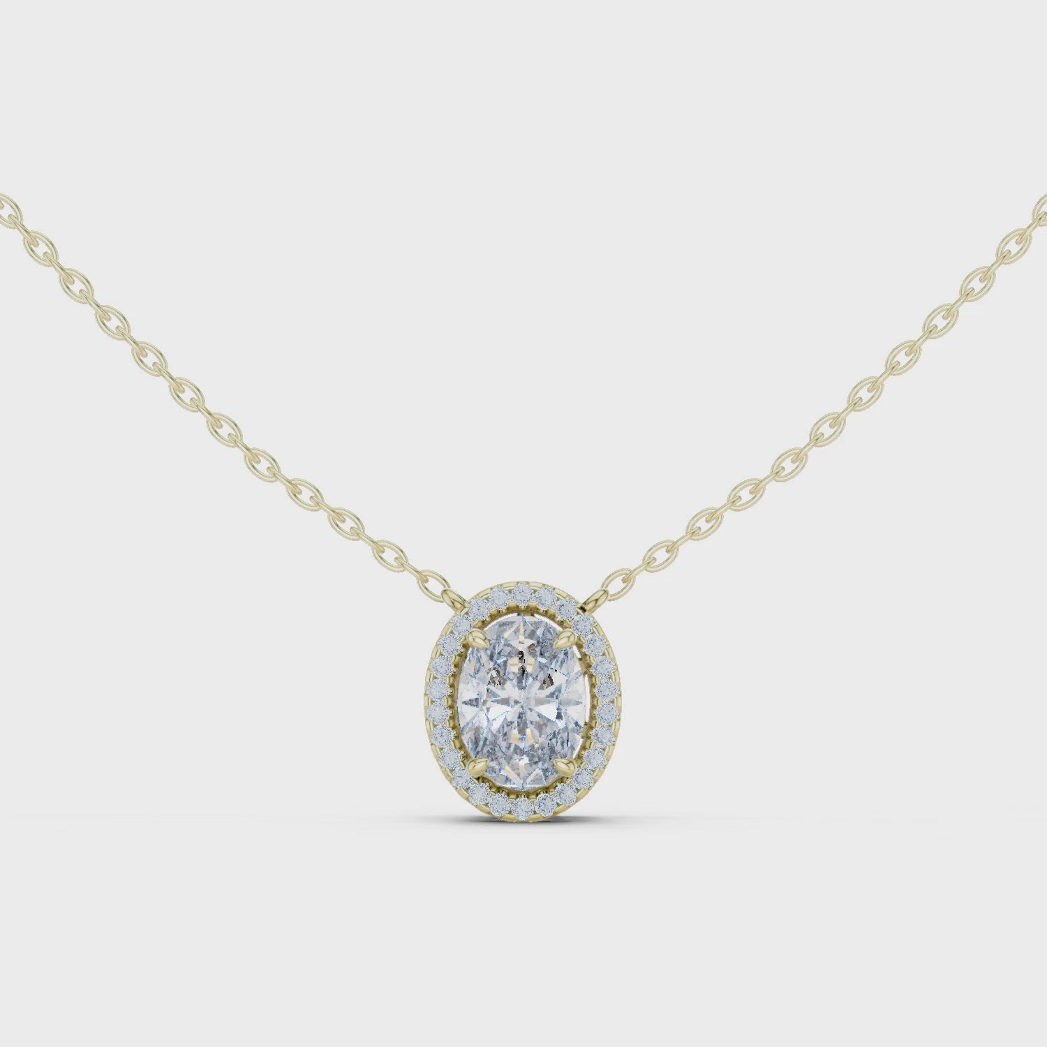 Oval Halo Moissanite Pendant in Rose Gold