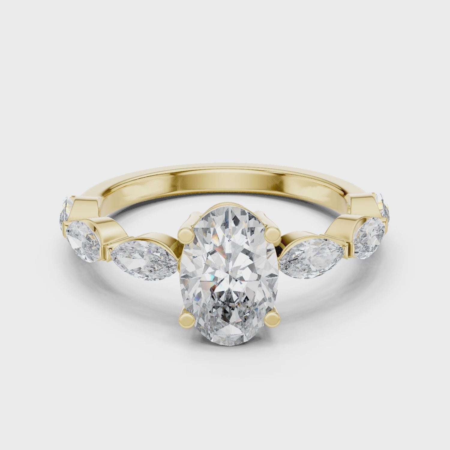Oval & Marquise Cut Brilliant Moissanite VVS1 Eternity Engagement Ring