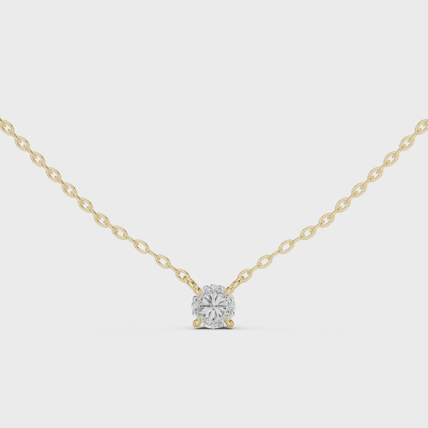 Minimal Round Solitaire Moissanite Pendant in Yellow Gold