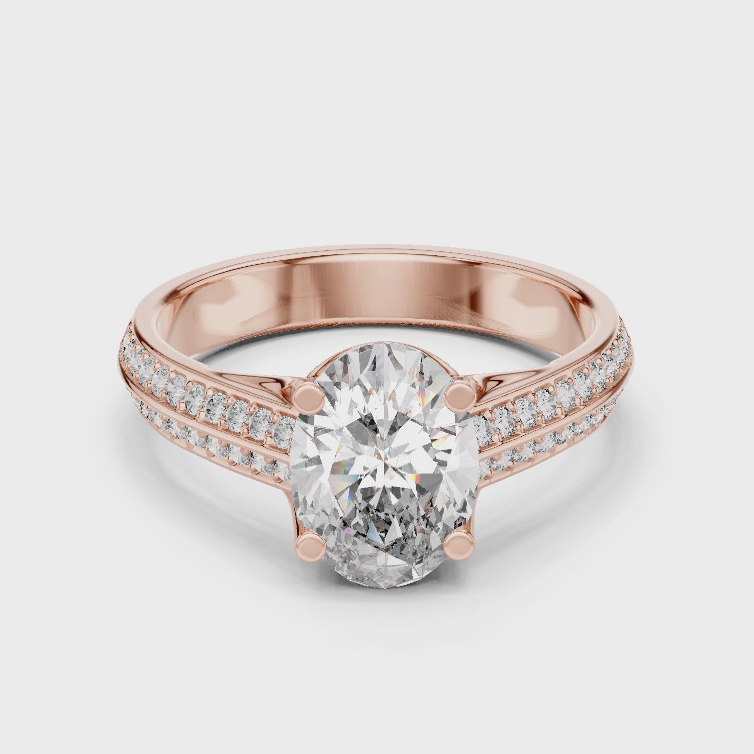Oval Cut Brilliant Moissanite VVS1 Eternity Engagement Ring