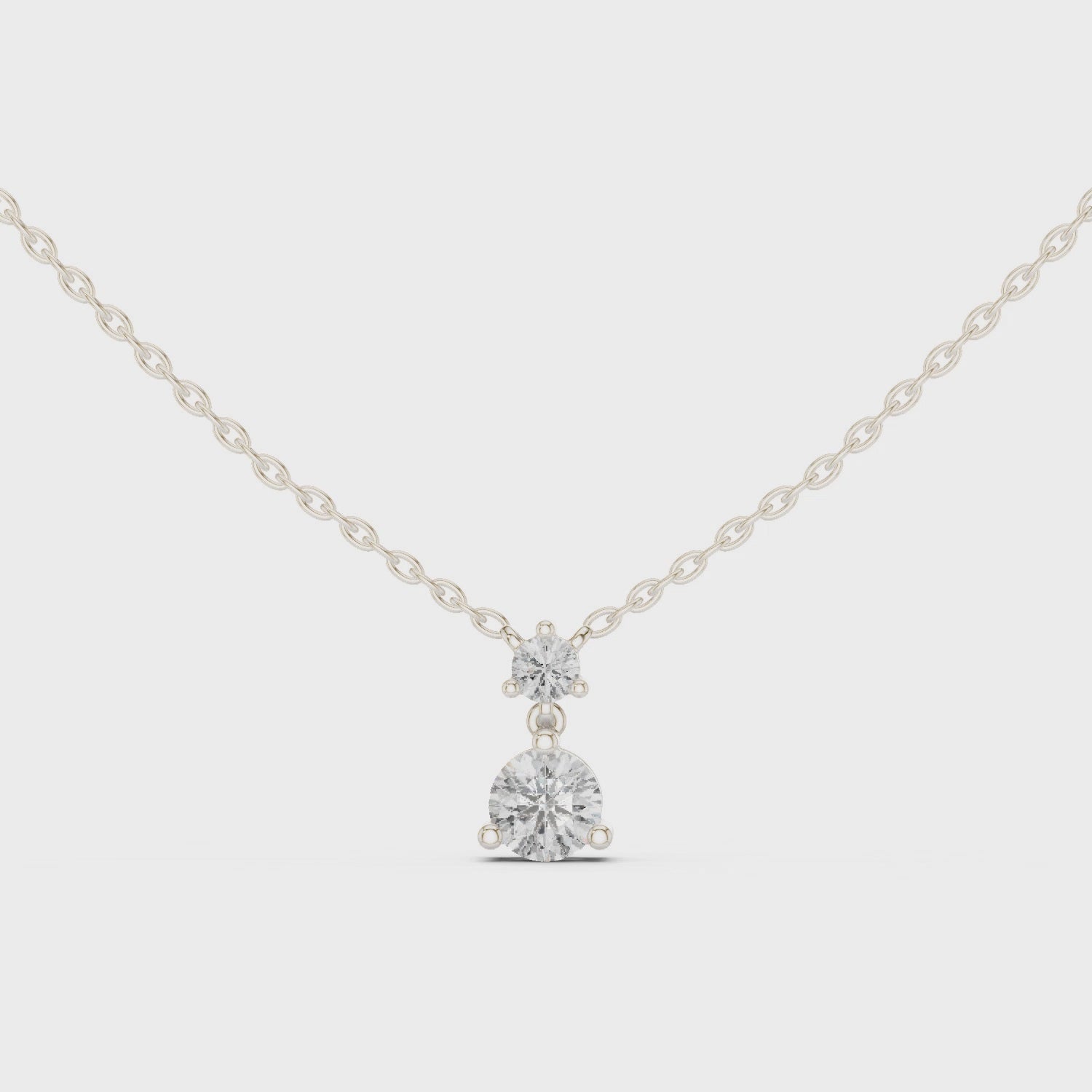 Round Two Stone Drop Moissanite Pendant in Yellow Gold