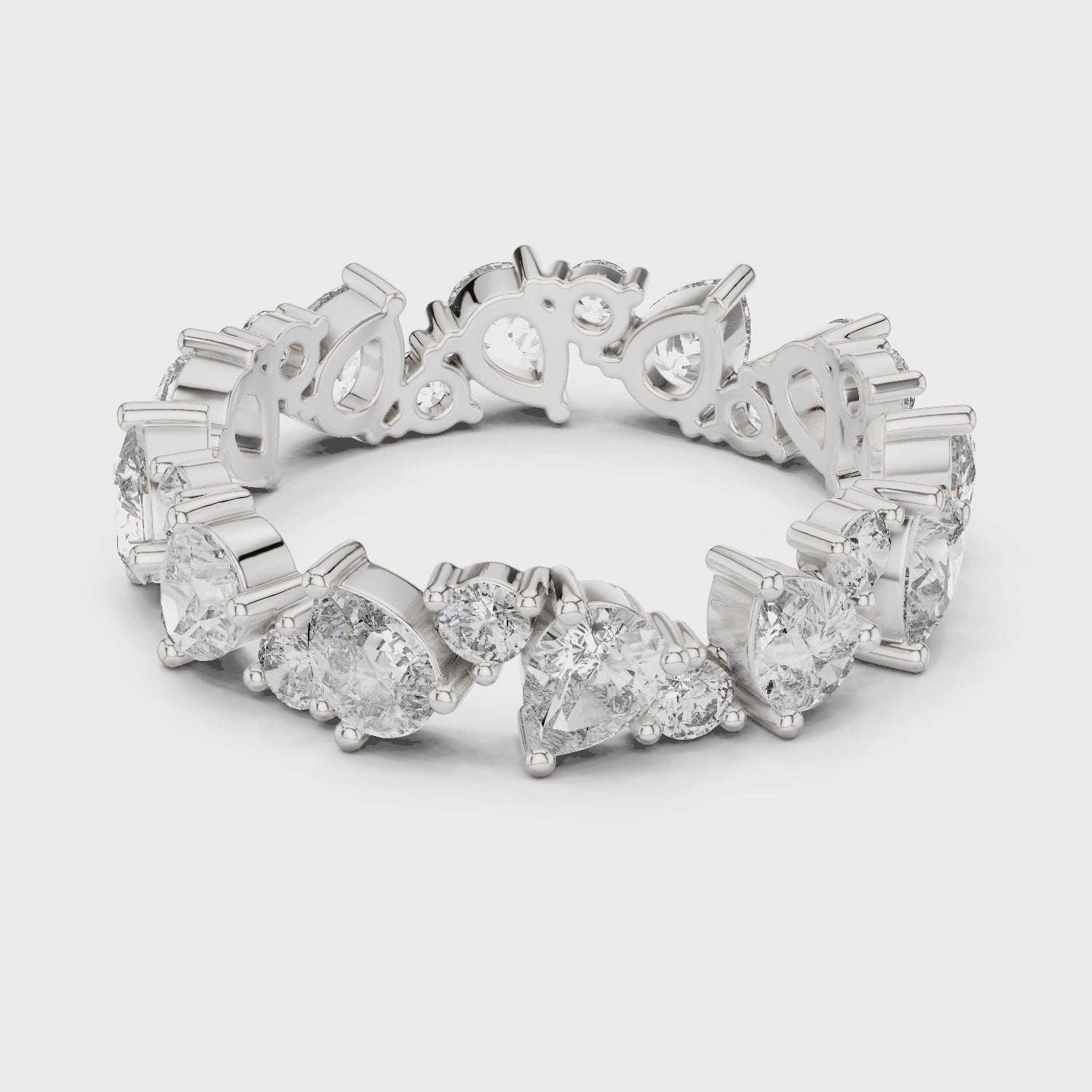 Pear Cut & Round Brilliant Moissanite VVS1 Eternity Band