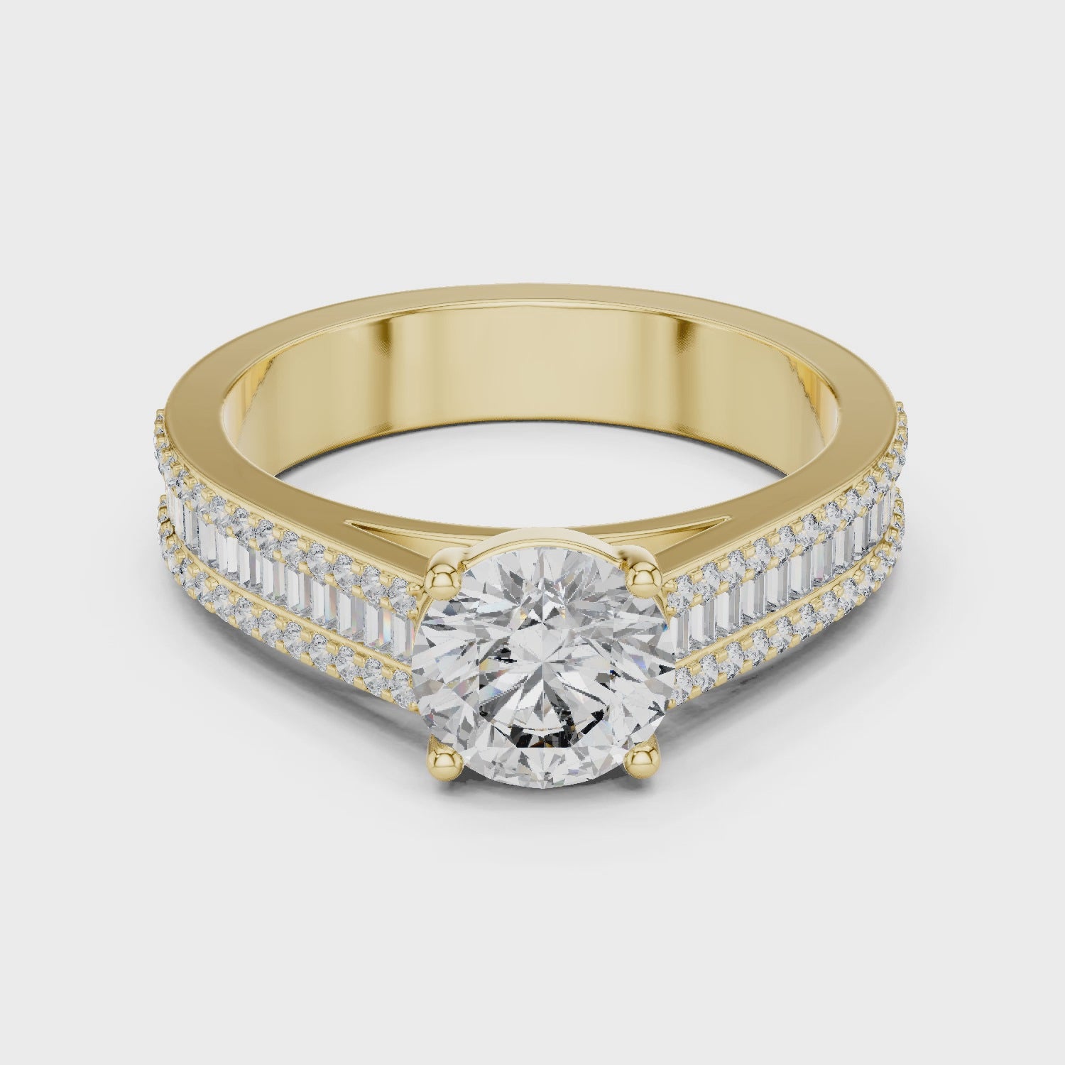 Round Cut Brilliant Moissanite VVS1 Eternity Engagement Ring