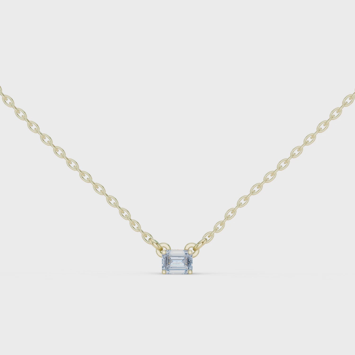 Emerald Minimal Square Moissanite Pendant in Rose Gold