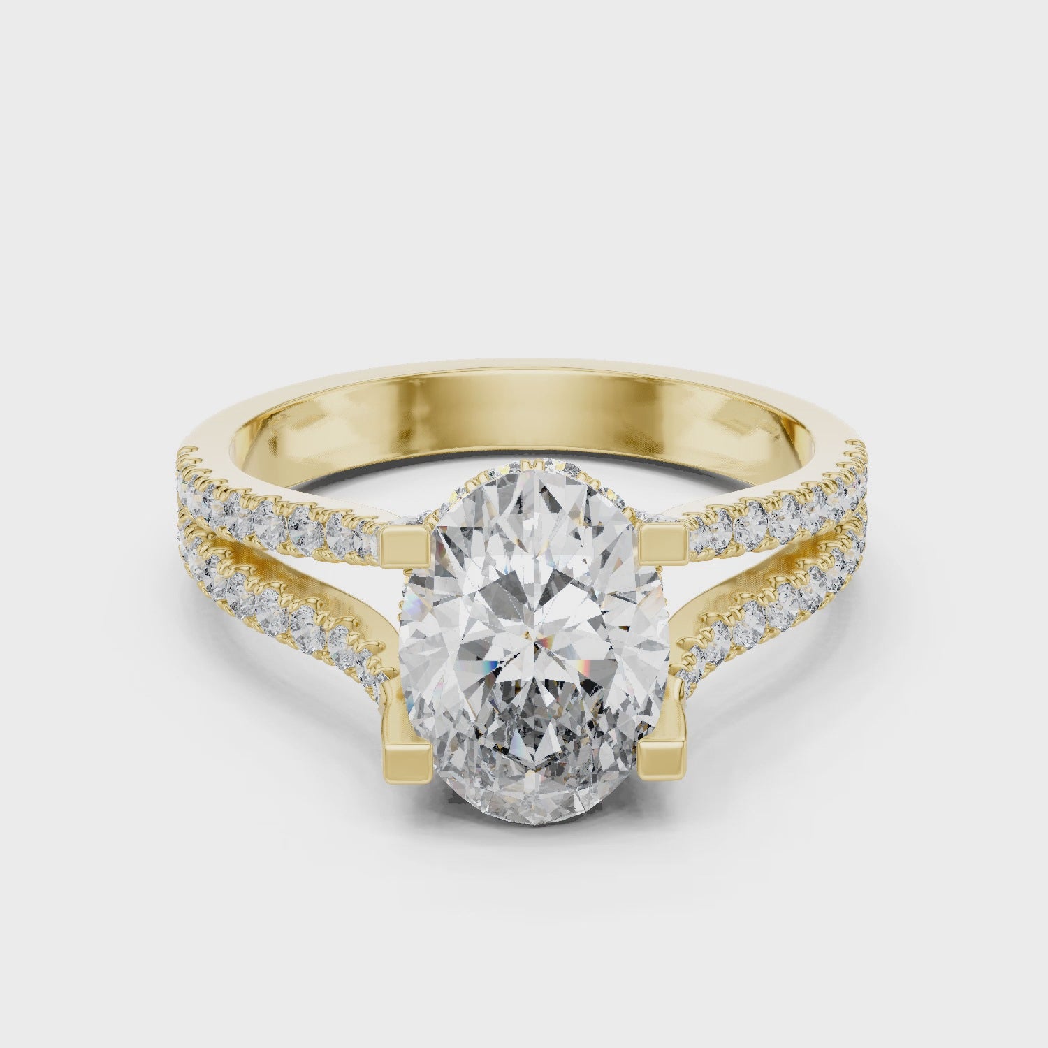 Oval Cut Brilliant Moissanite VVS1 Eternity Engagement Ring