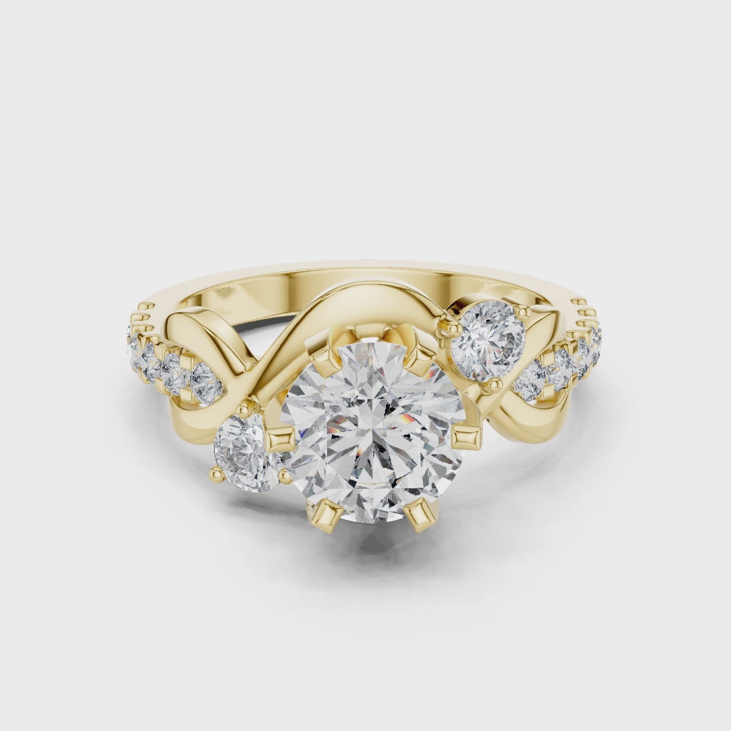 Round Cut Brilliant Moissanite VVS1 Eternity Engagement Ring