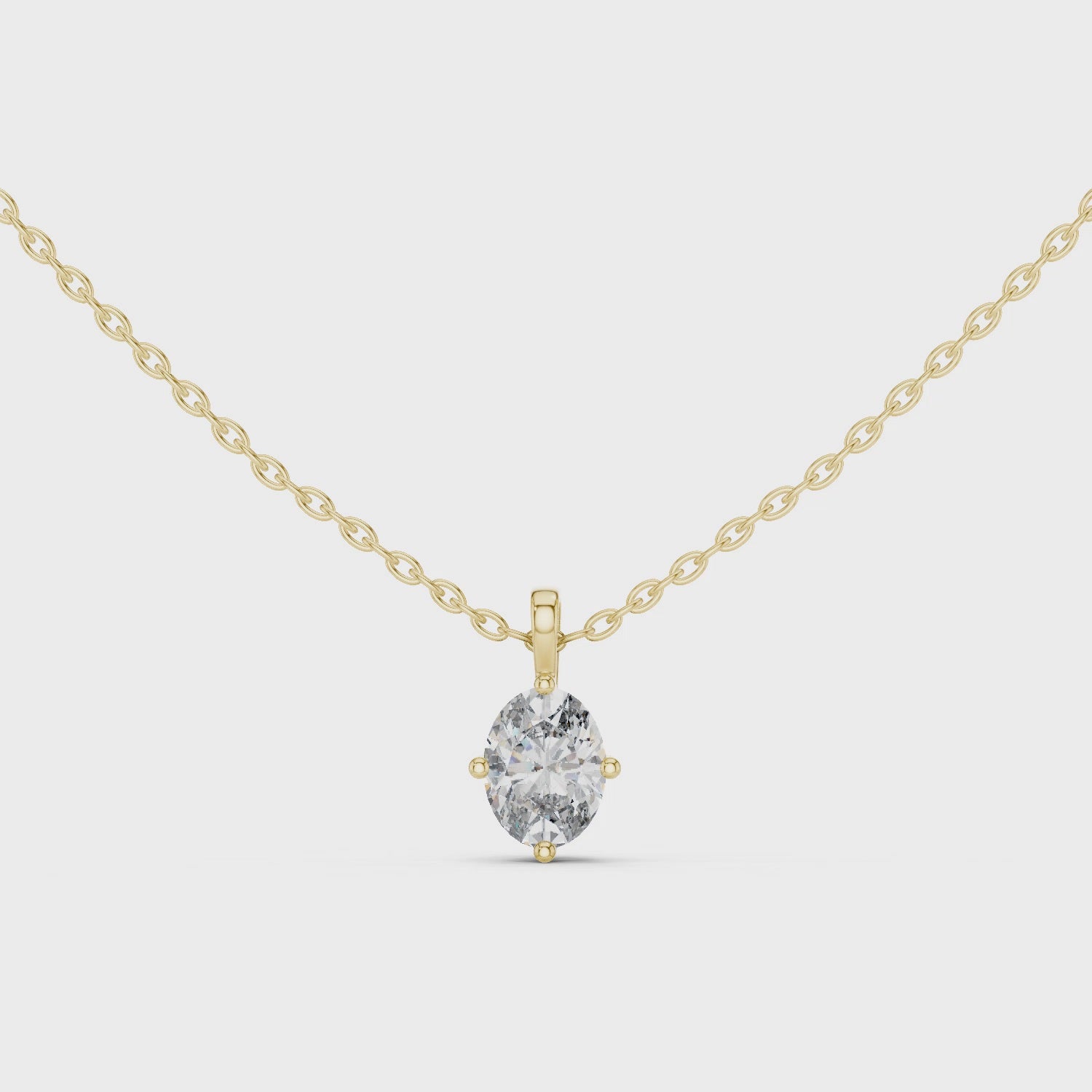 Oval Cut Solitaire Moissanite Pendant in White Gold