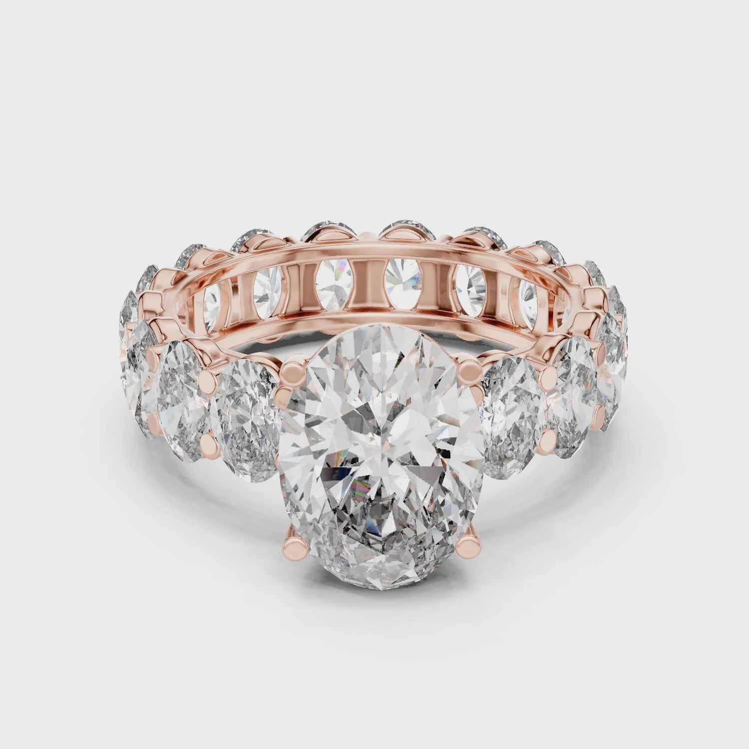 Oval Brilliant Moissanite VVS1 Eternity Engagement Ring
