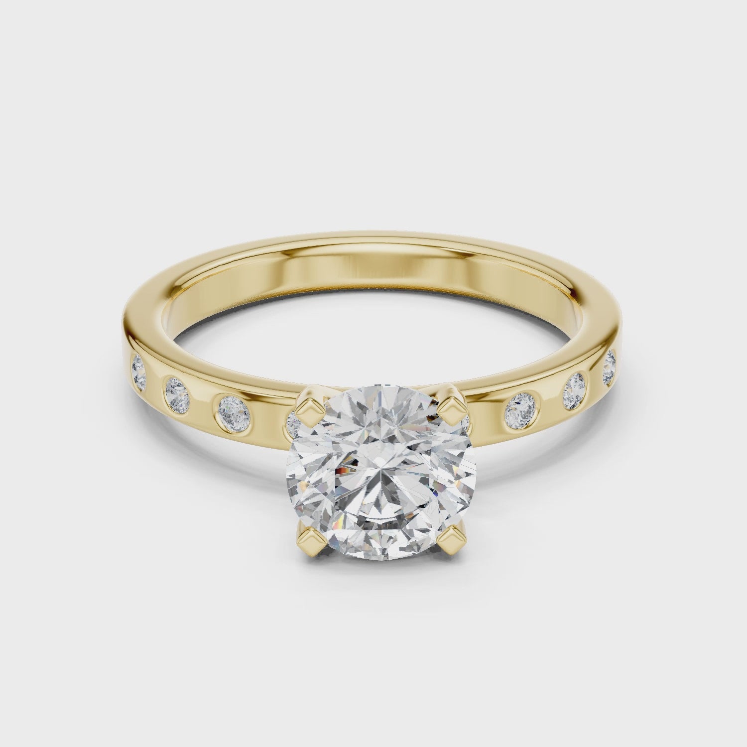 Round Cut Brilliant Moissanite VVS1 Eternity Engagement Ring