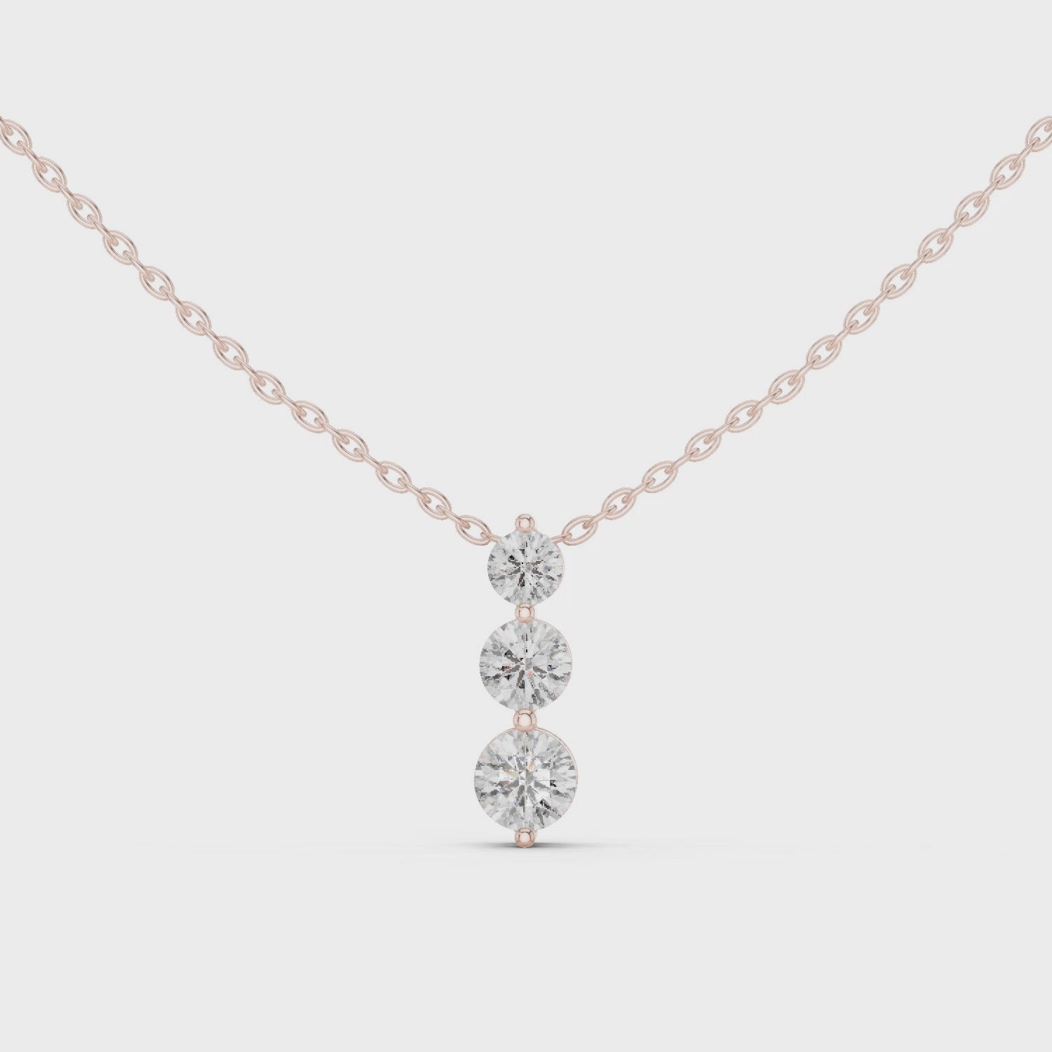 Round Triple Drop Moissanite Pendant in Rose Gold