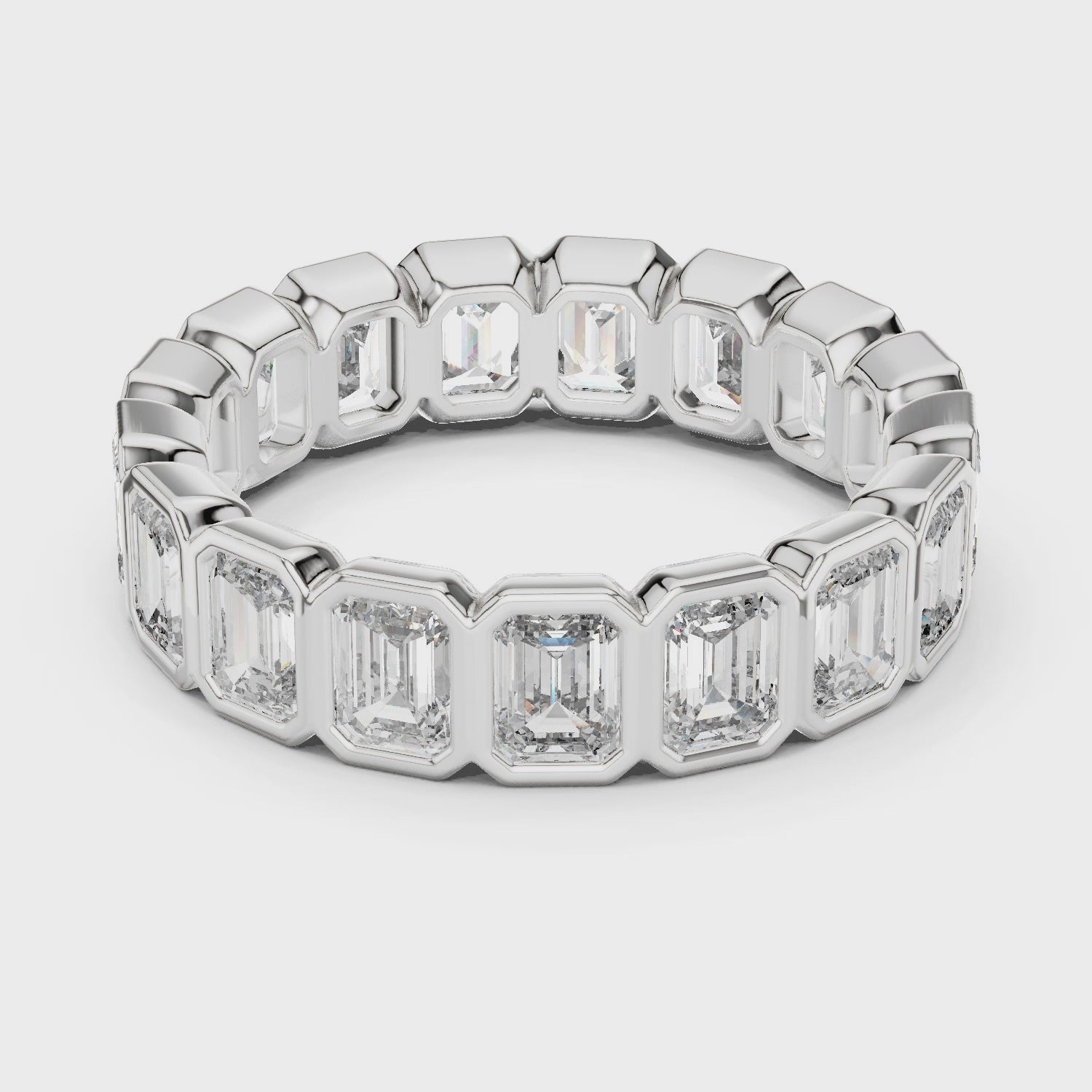 Emerald Cut Brilliant Moissanite VVS1 Eternity Band