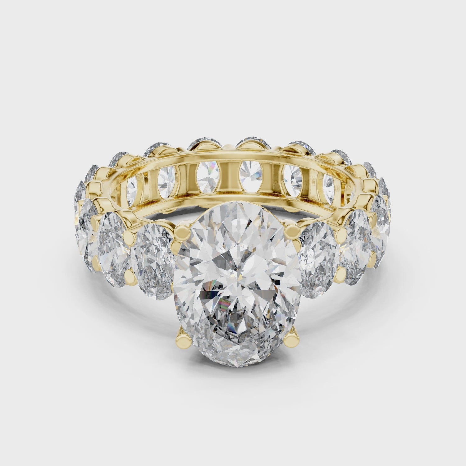 Oval Brilliant Moissanite VVS1 Eternity Engagement Ring