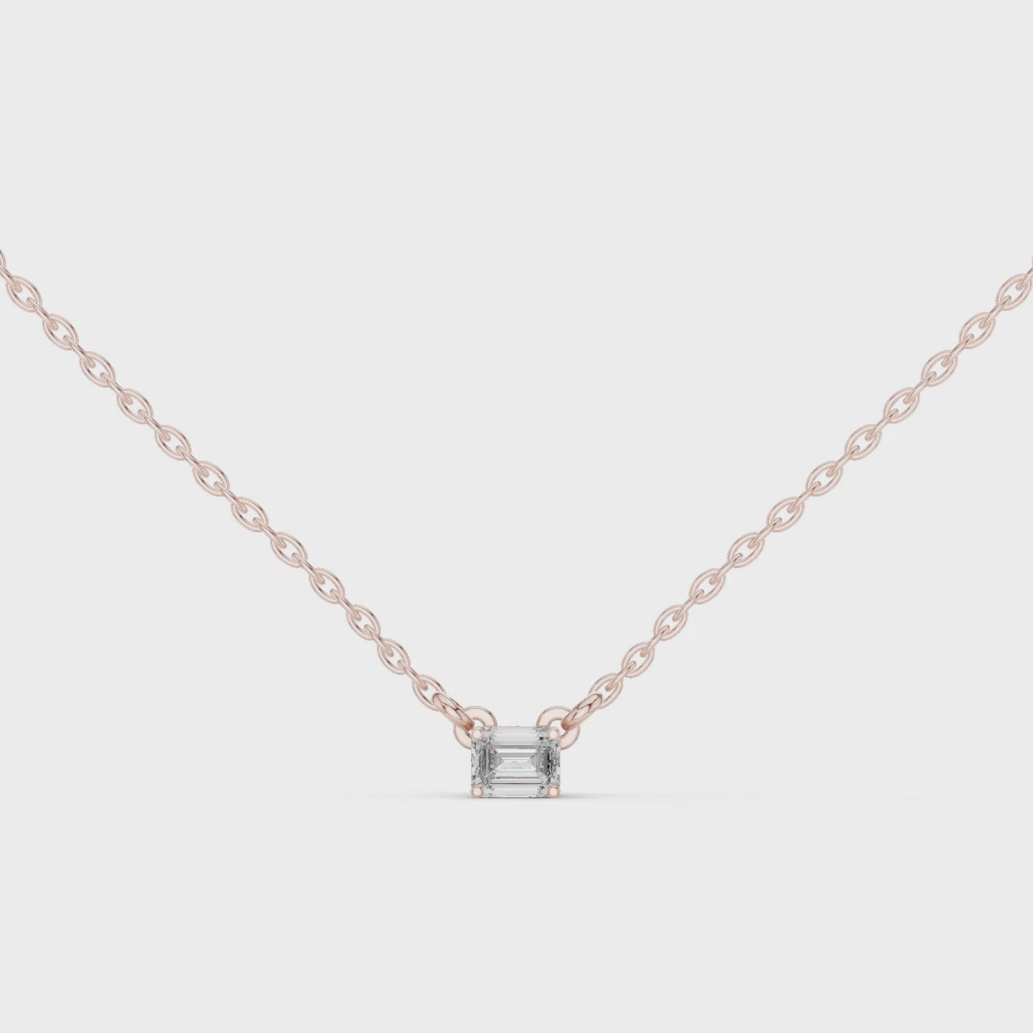Emerald Minimal Square Moissanite Pendant in Rose Gold