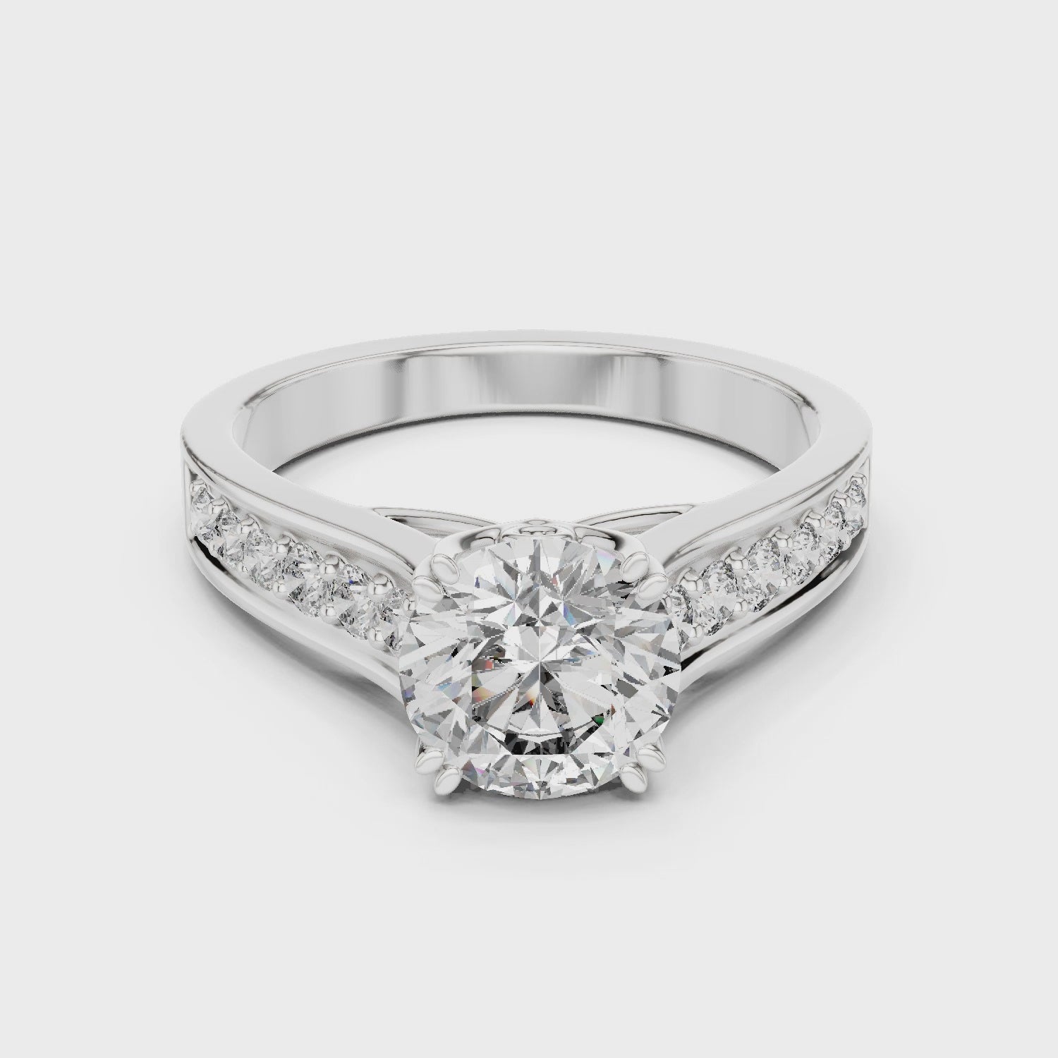 Round Cut Brilliant Moissanite VVS1 Eternity Engagement Ring