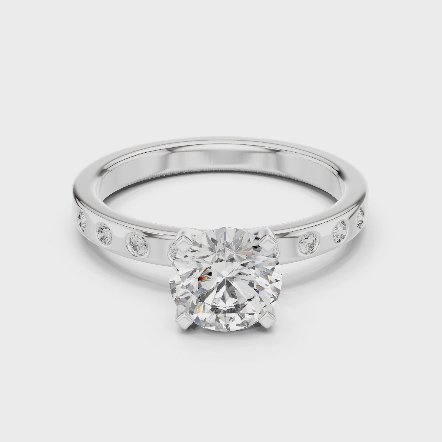 Round Cut Brilliant Moissanite VVS1 Eternity Engagement Ring