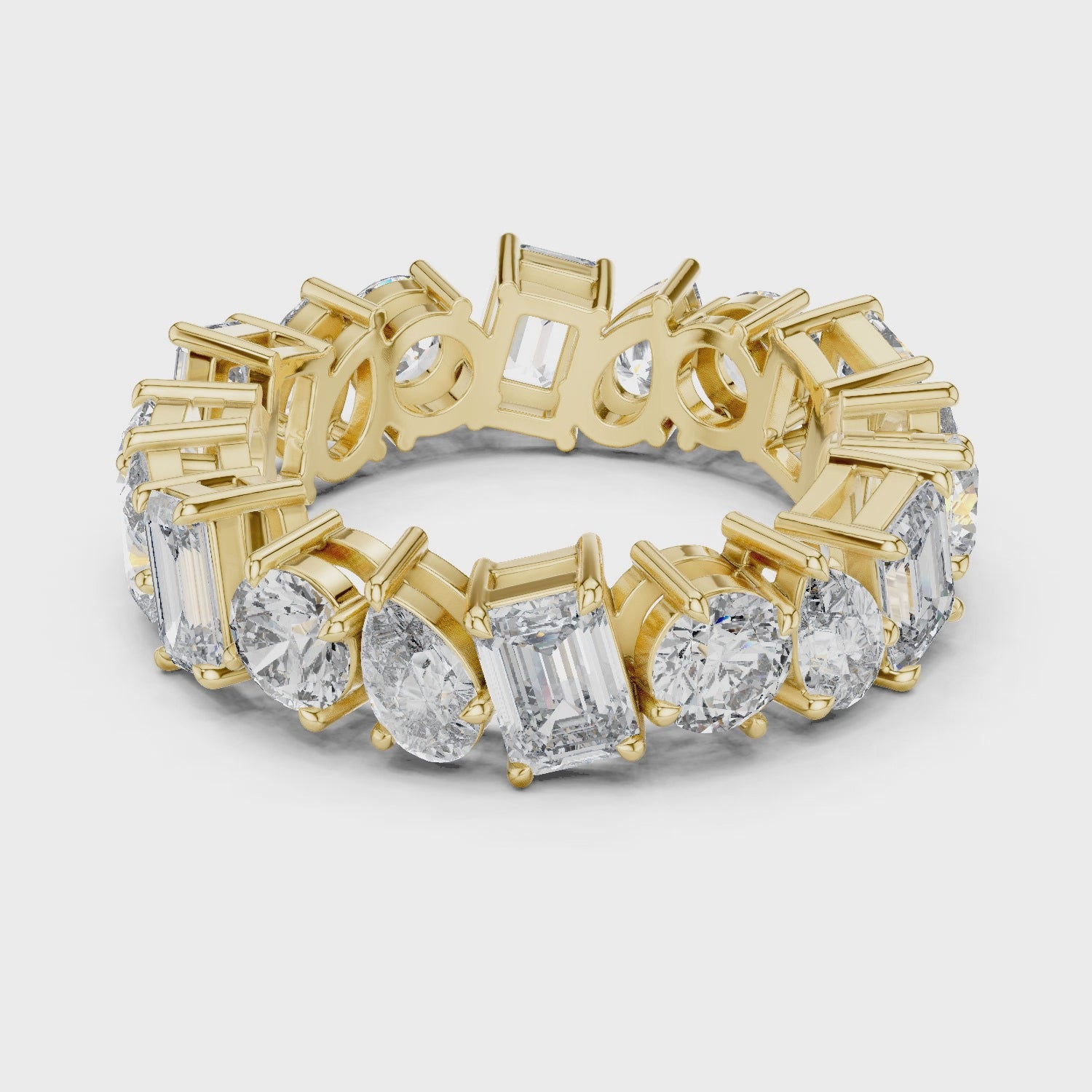 Emerald, Pear & Round Cut Brilliant Moissanite VVS1 Eternity Band