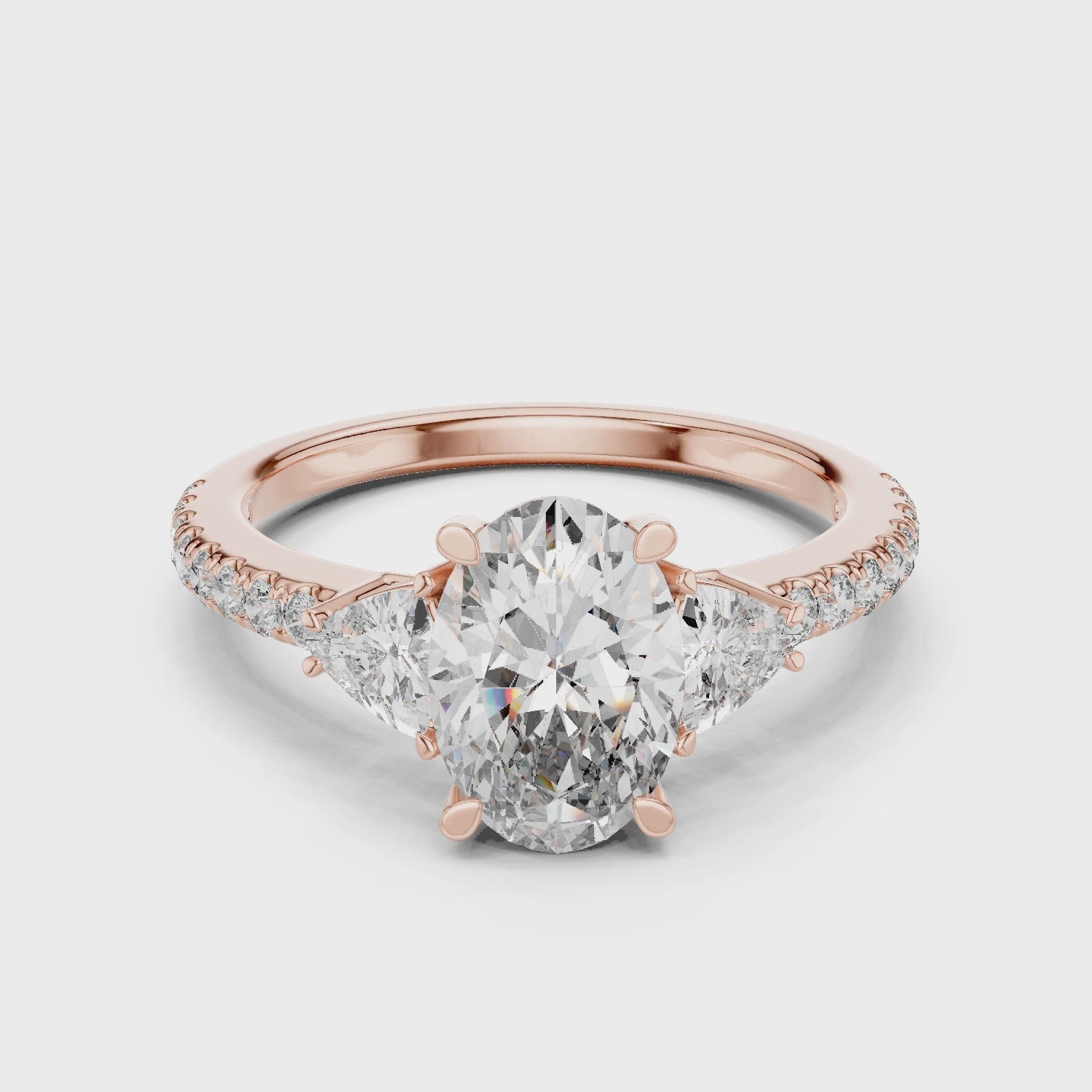 Oval Cut Brilliant Moissanite VVS1 Eternity Engagement Ring
