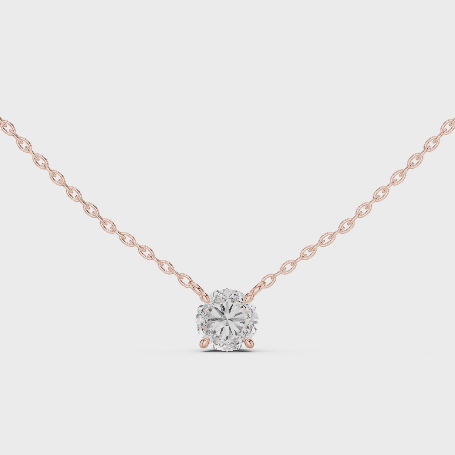 Classic Round Solitaire Moissanite Pendant in Rose Gold