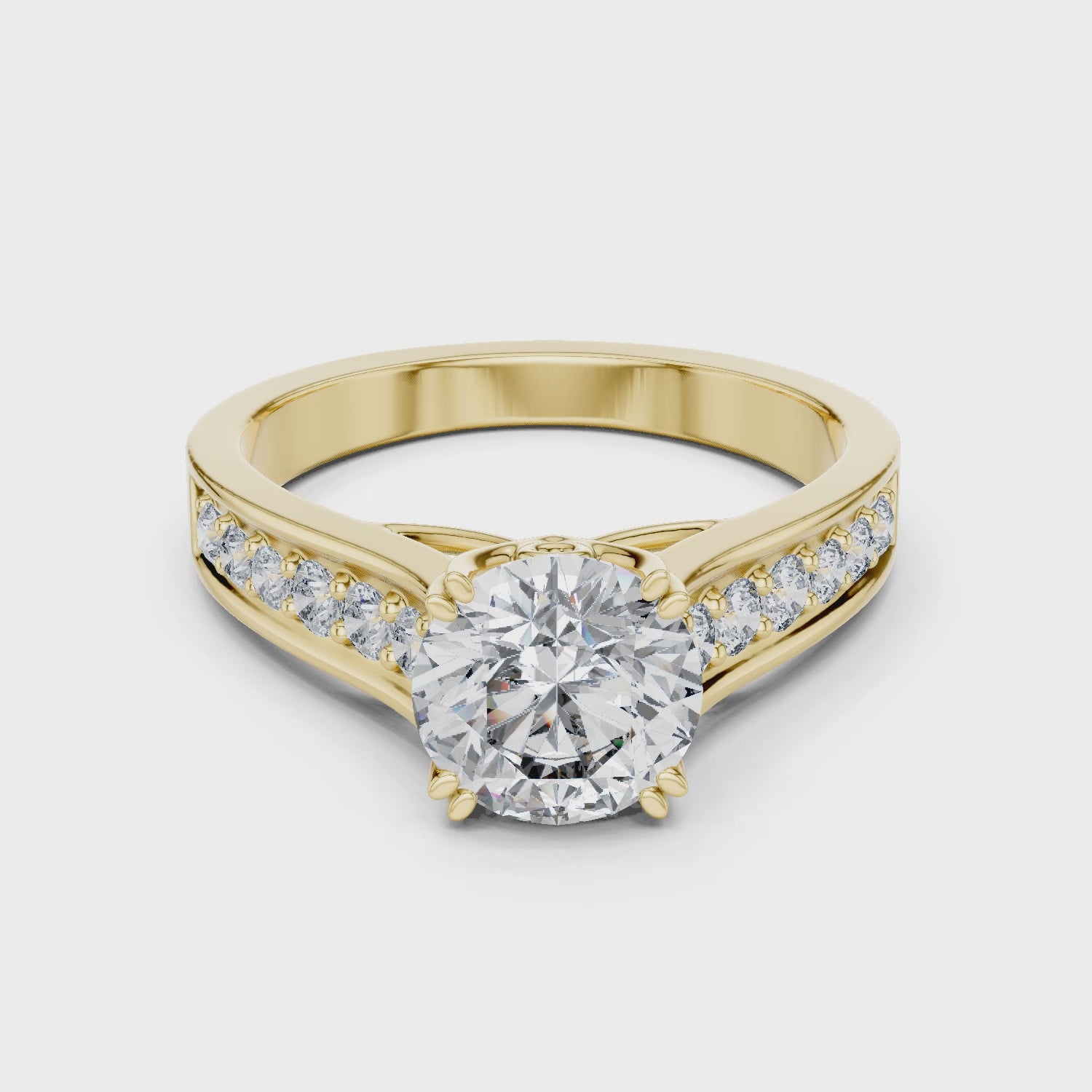 Round Cut Brilliant Moissanite VVS1 Eternity Engagement Ring