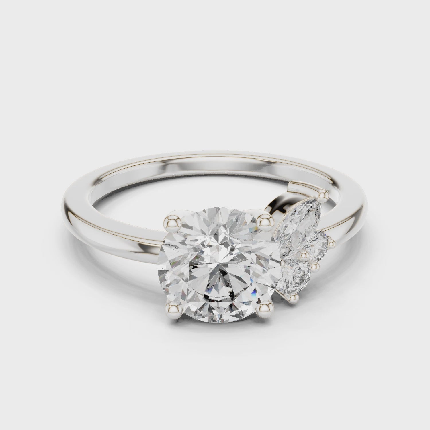 Round And Marquise Cut Brilliant Moissanite VVS1 Eternity Engagement Ring