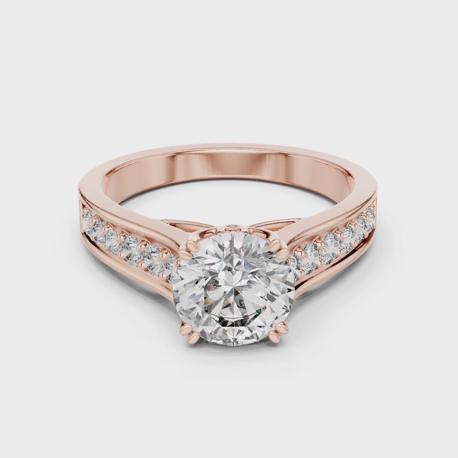 Round Cut Brilliant Moissanite VVS1 Eternity Engagement Ring