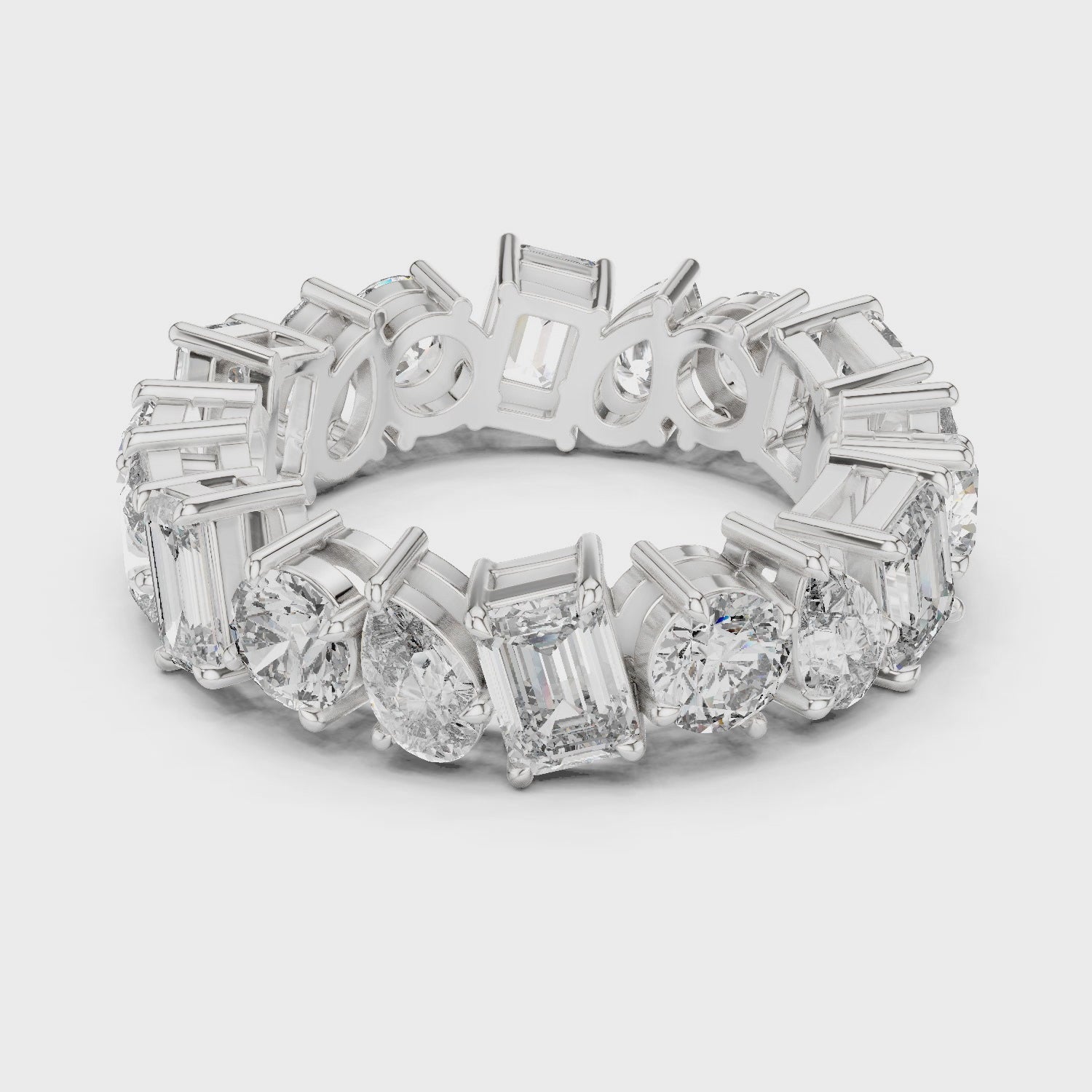 Emerald, Pear & Round Cut Brilliant Moissanite VVS1 Eternity Band