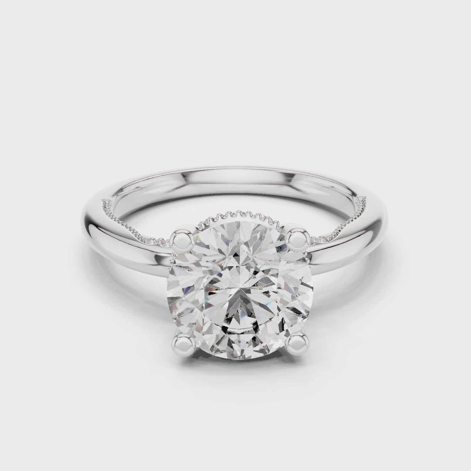 Round Cut Brilliant Moissanite VVS1 Eternity Engagement Ring
