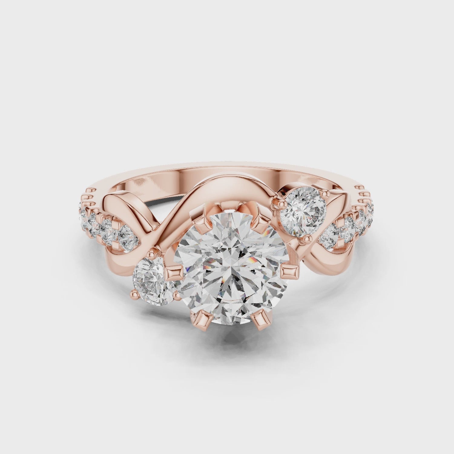 Round Cut Brilliant Moissanite VVS1 Eternity Engagement Ring