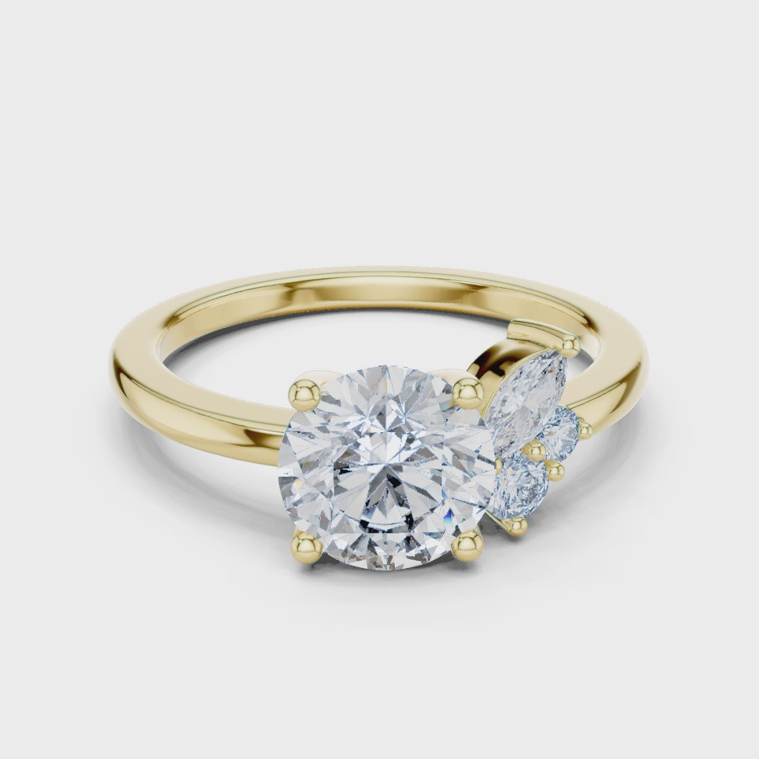 Round And Marquise Cut Brilliant Moissanite VVS1 Eternity Engagement Ring