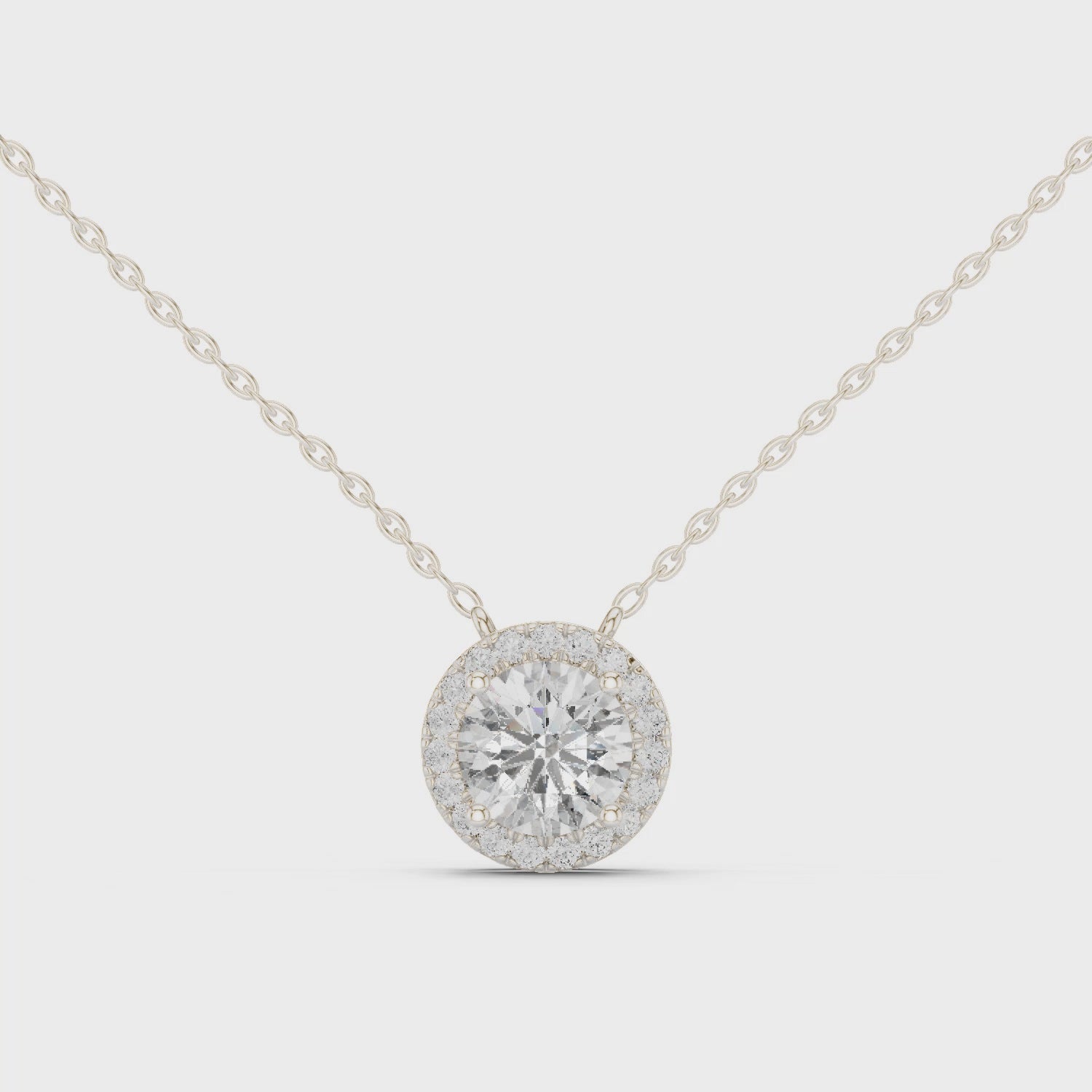 Prong Set Round Moissanite Pendant in White Gold