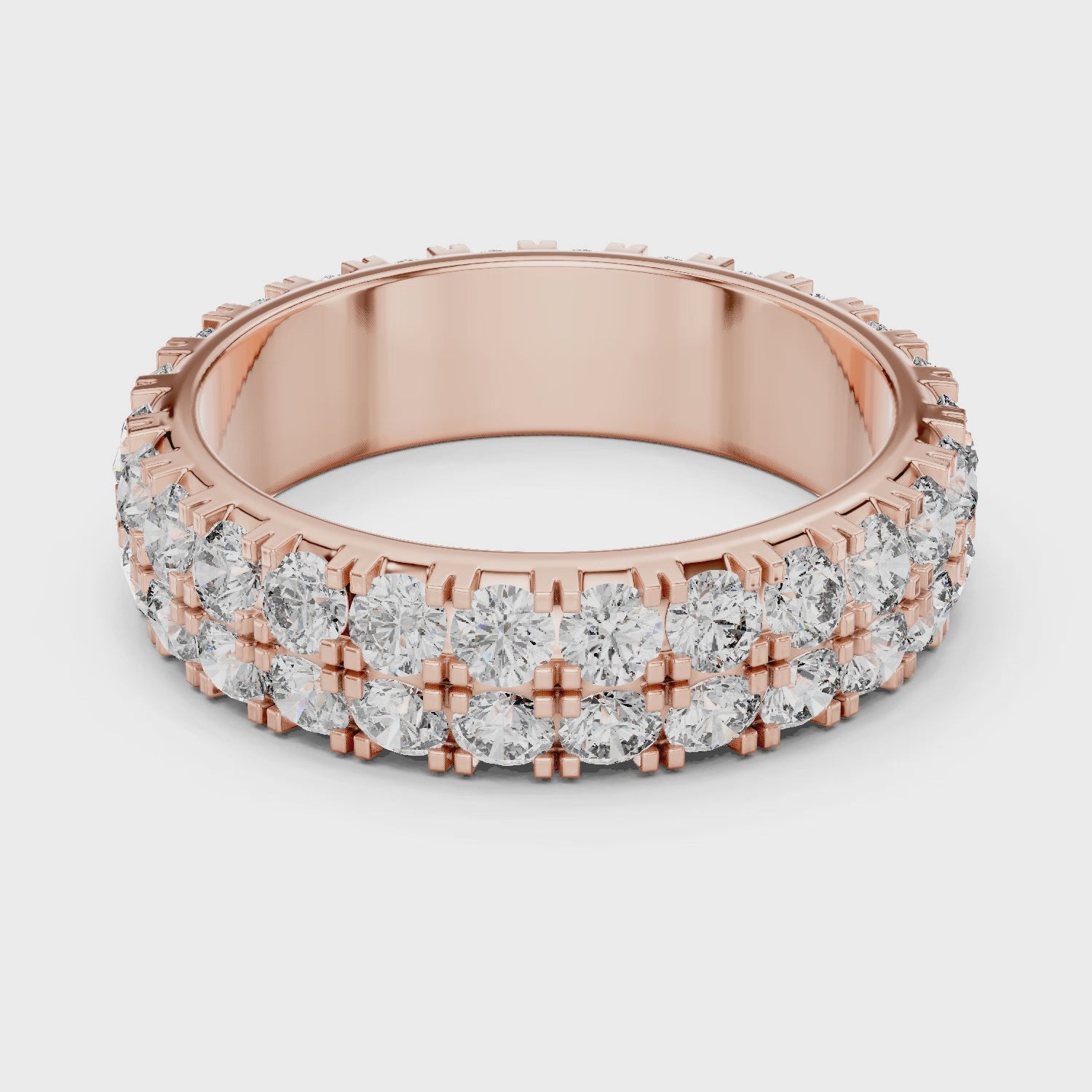 Triple Row Round Brilliant Moissanite VVS1 Eternity Band