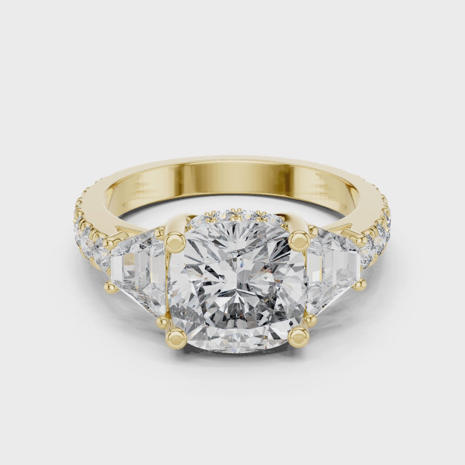 Cushion Cut Brilliant Moissanite VVS1 Eternity Engagement Ring