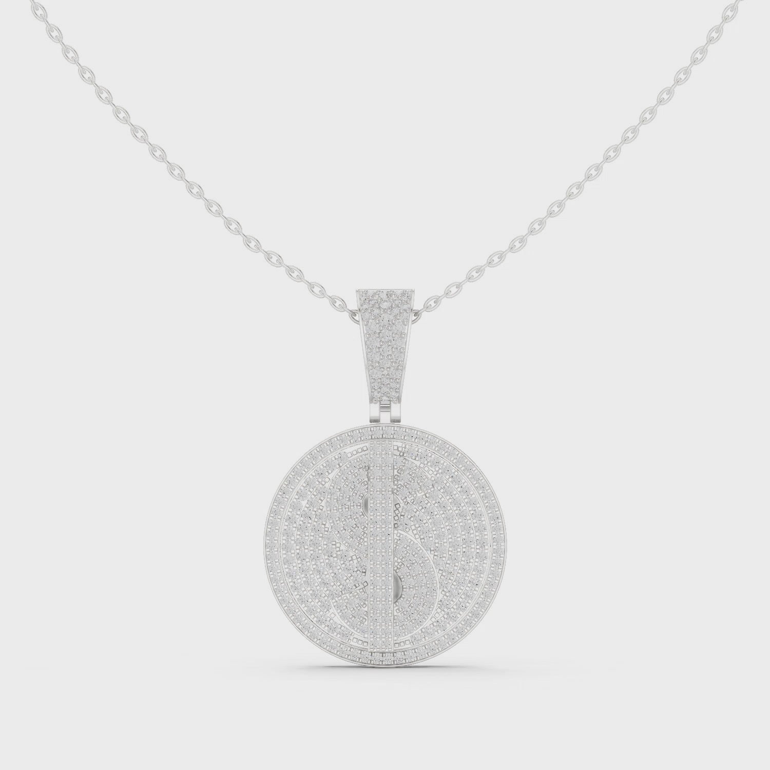 Round Luxe Pavé Moissanite Medallion Pendant in Yellow Gold