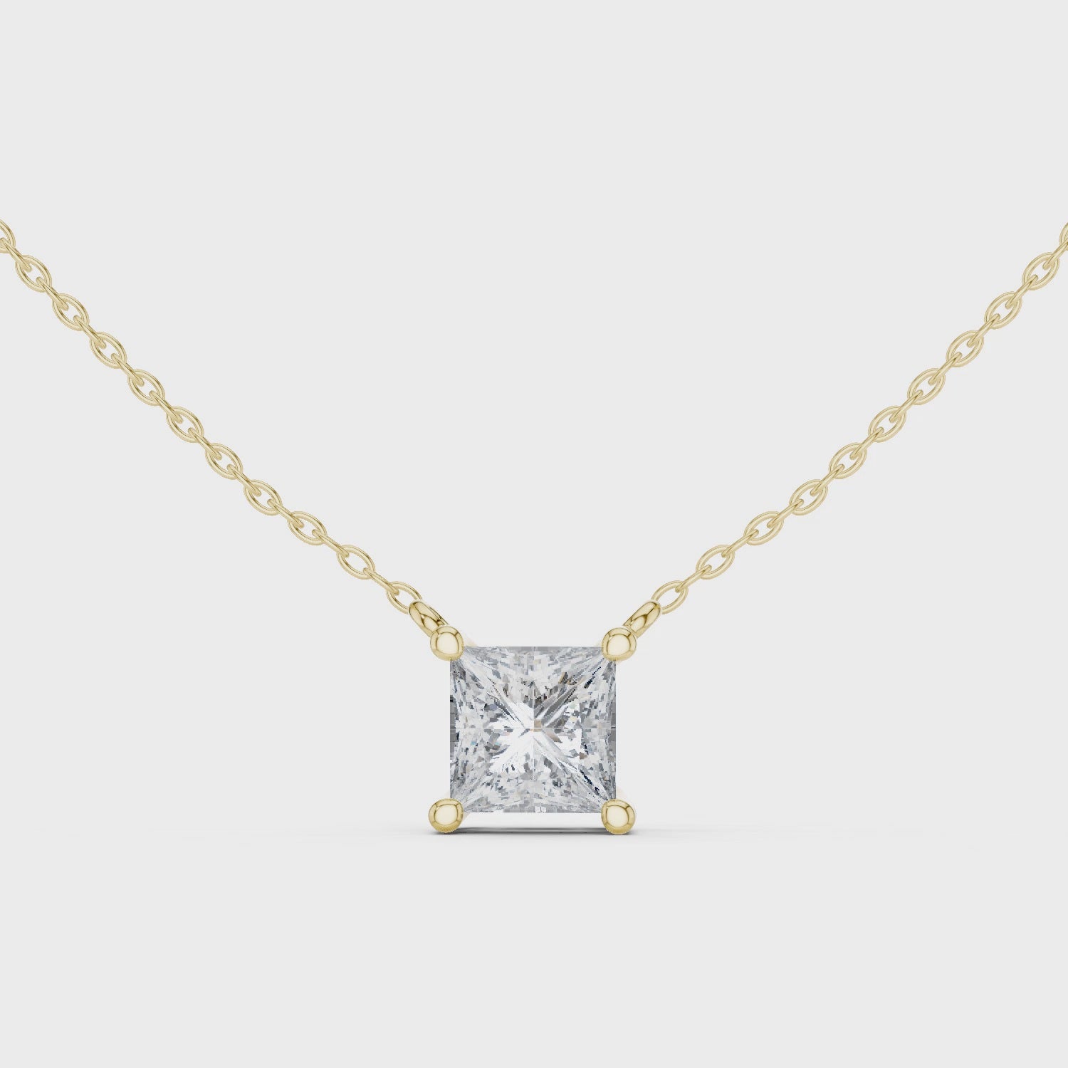 Princess Cut Solitaire Moissanite Pendant in White Gold