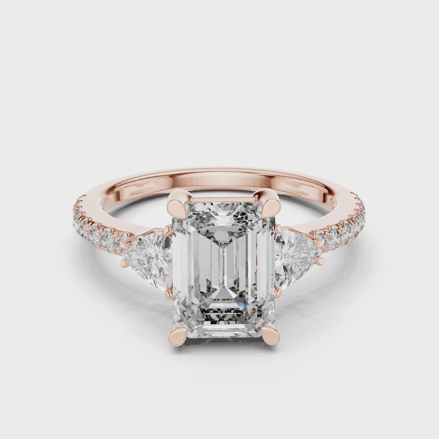 Emerald Cut Brilliant Moissanite VVS1 Eternity Engagement Ring