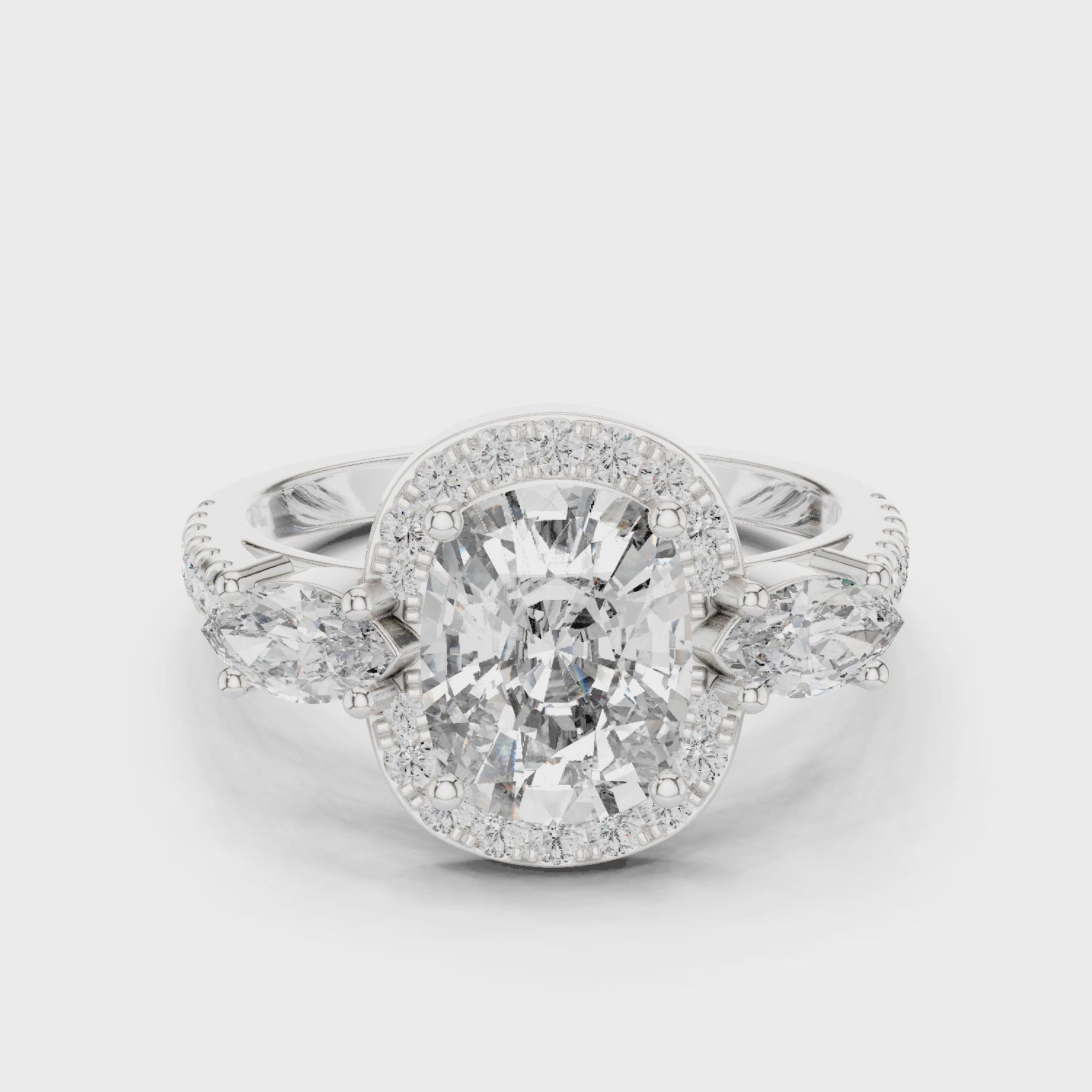 Oval & Marquise Brilliant Moissanite VVS1 Eternity Engagement Ring