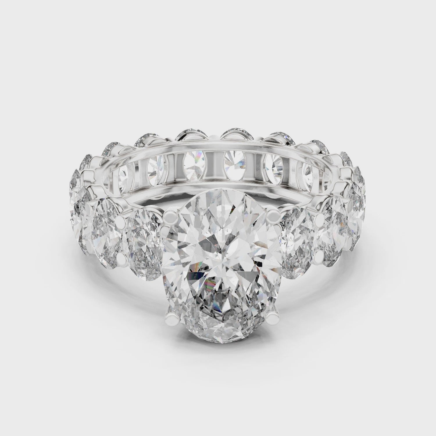 Oval Brilliant Moissanite VVS1 Eternity Engagement Ring