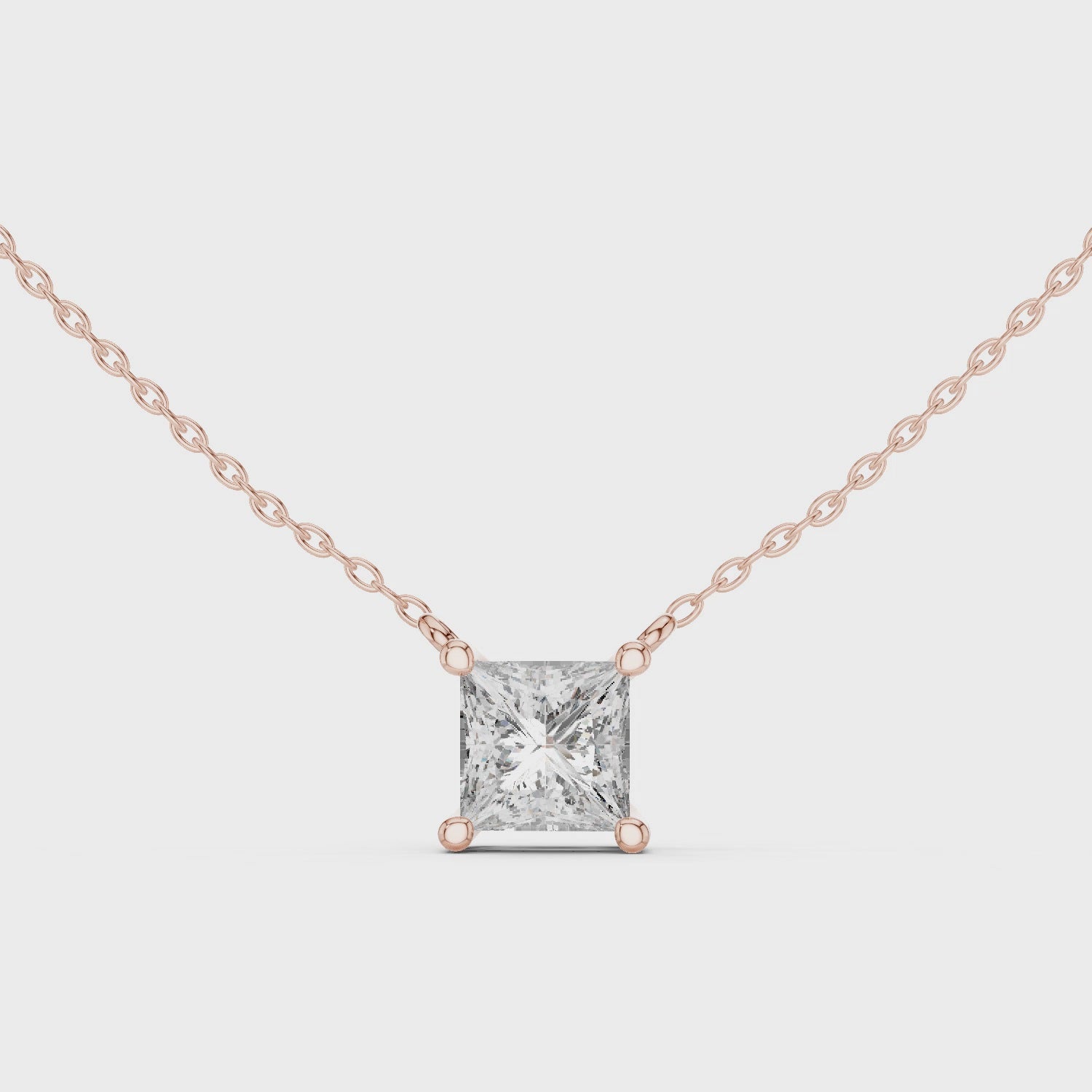 Princess Cut Solitaire Moissanite Pendant in White Gold