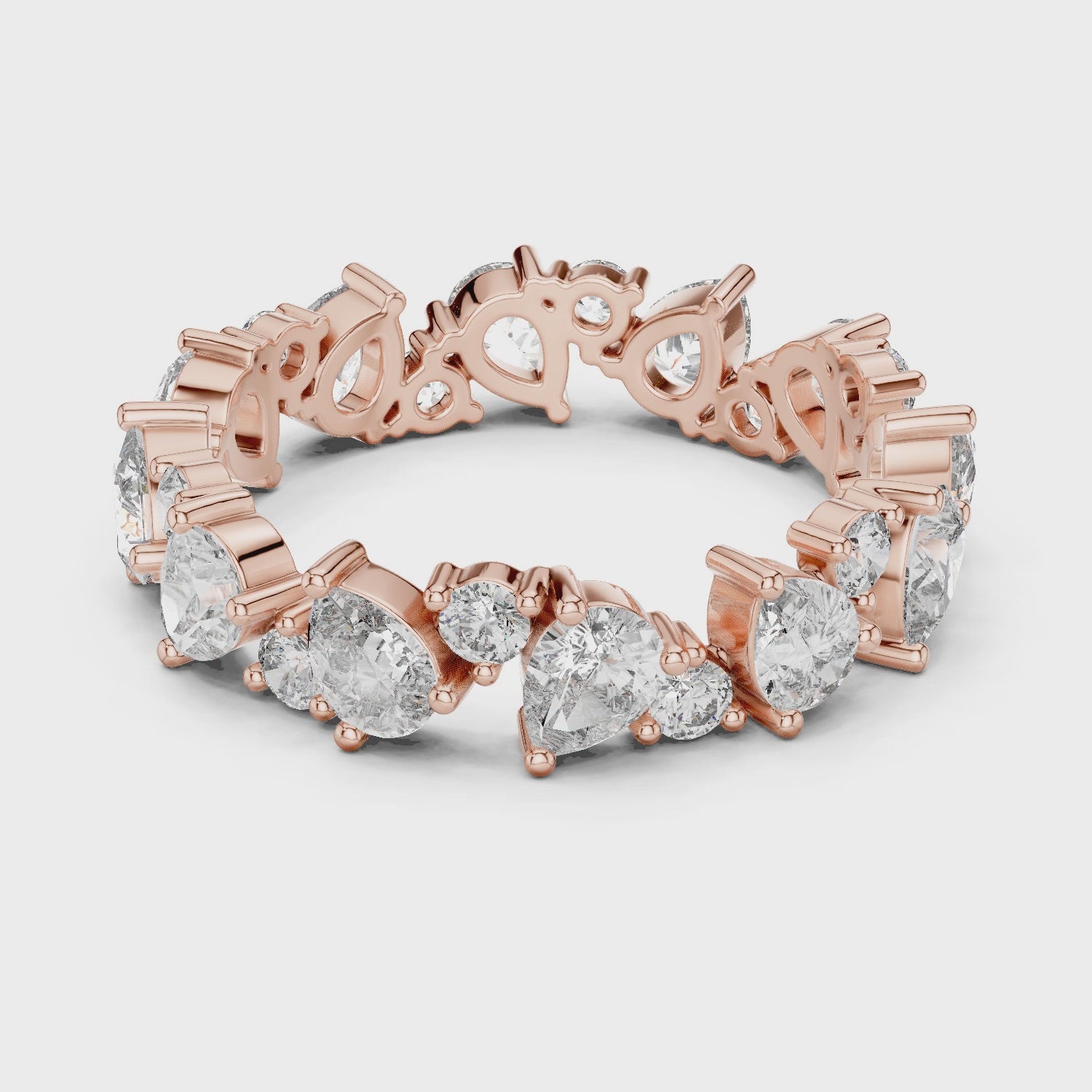 Pear Cut & Round Brilliant Moissanite VVS1 Eternity Band