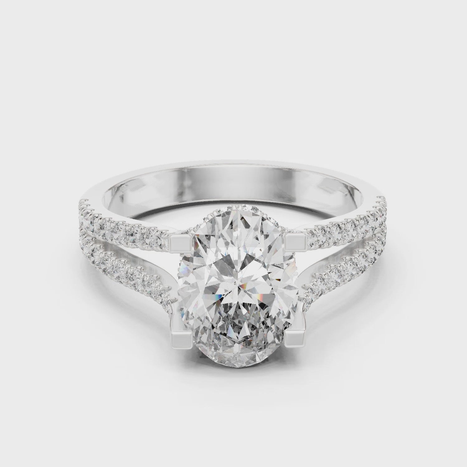 Oval Cut Brilliant Moissanite VVS1 Eternity Engagement Ring