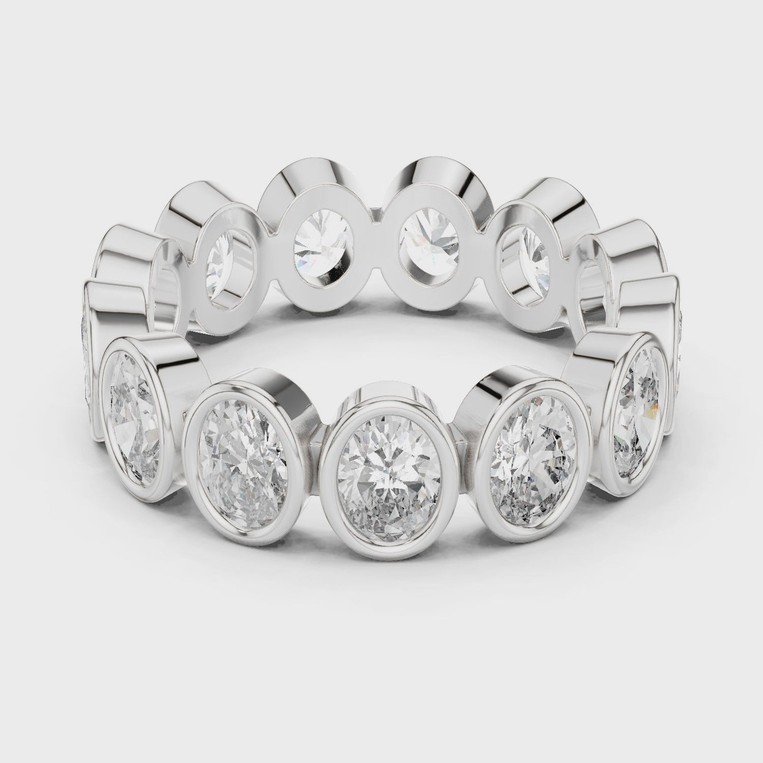 Oval Cut Brilliant Moissanite VVS1 Eternity Band