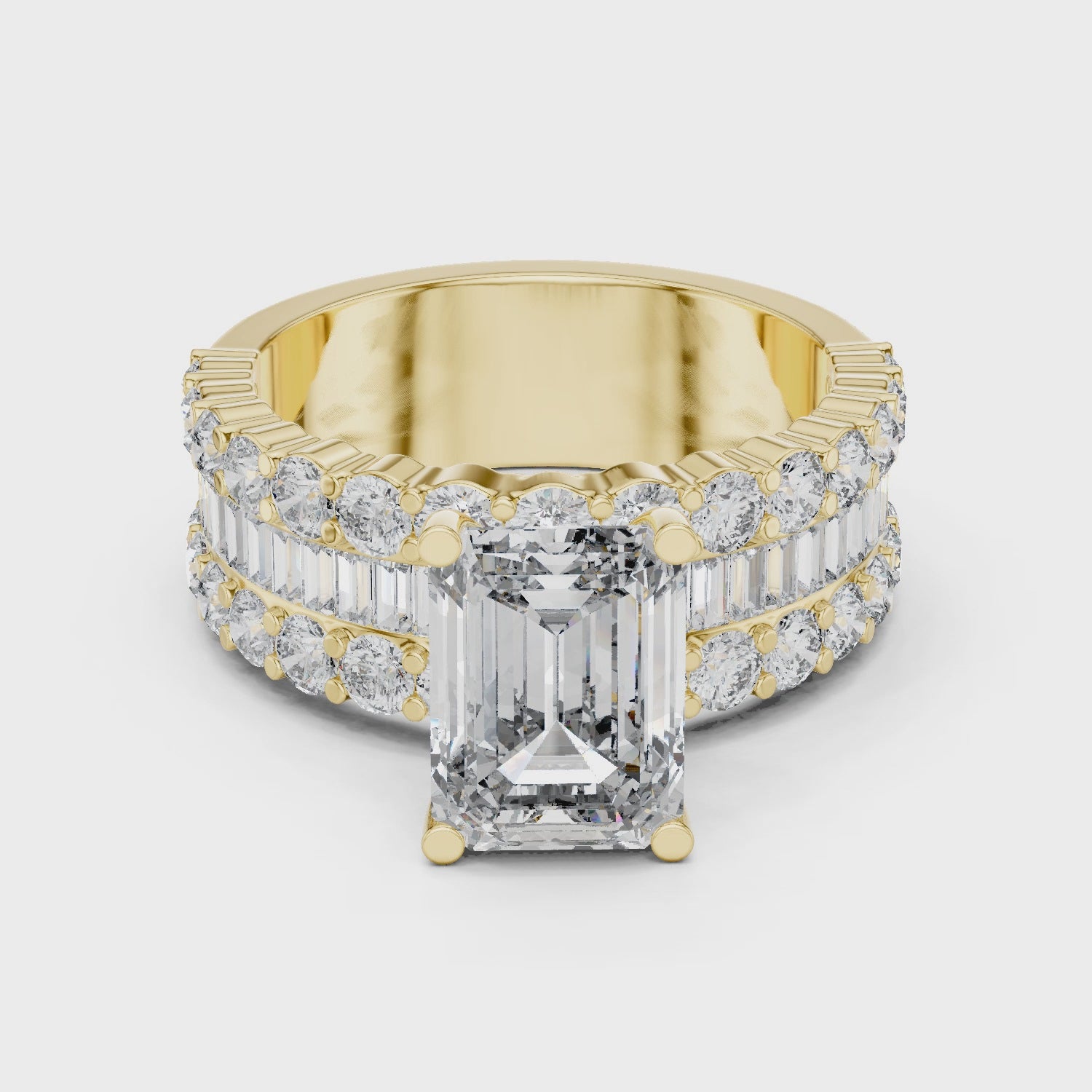 Emerald Brilliant Moissanite VVS1 Eternity Engagement Ring