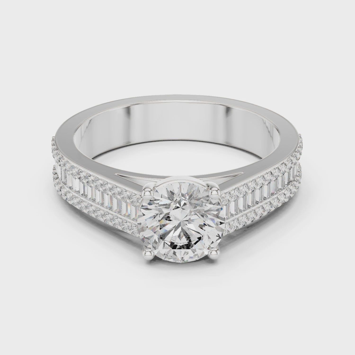 Round Cut Brilliant Moissanite VVS1 Eternity Engagement Ring