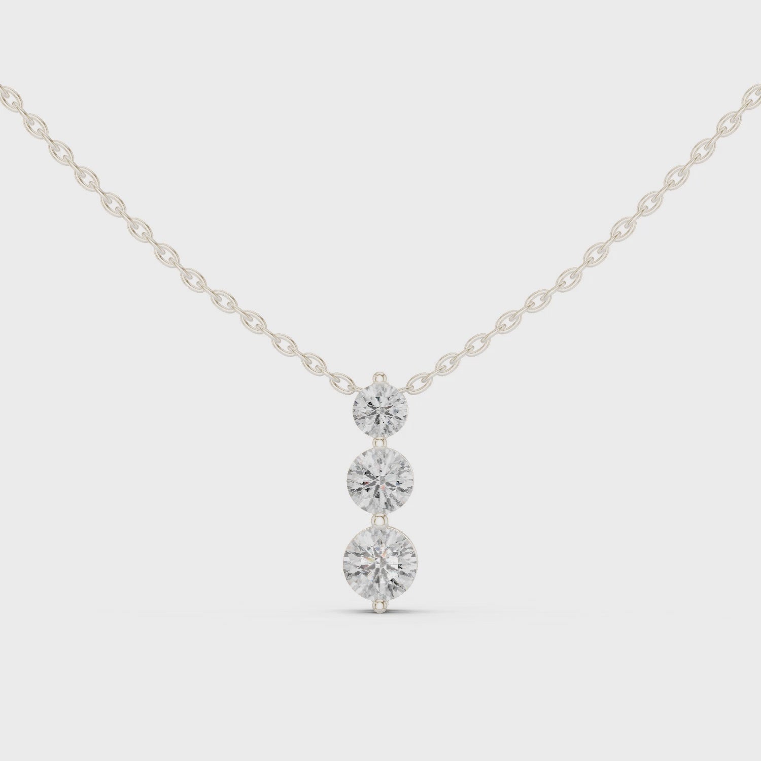 Round Triple Drop Moissanite Pendant in Rose Gold