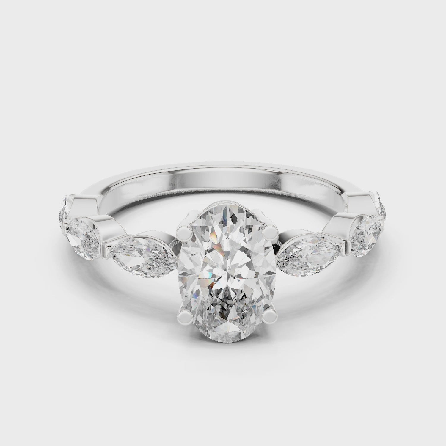 Oval & Marquise Cut Brilliant Moissanite VVS1 Eternity Engagement Ring