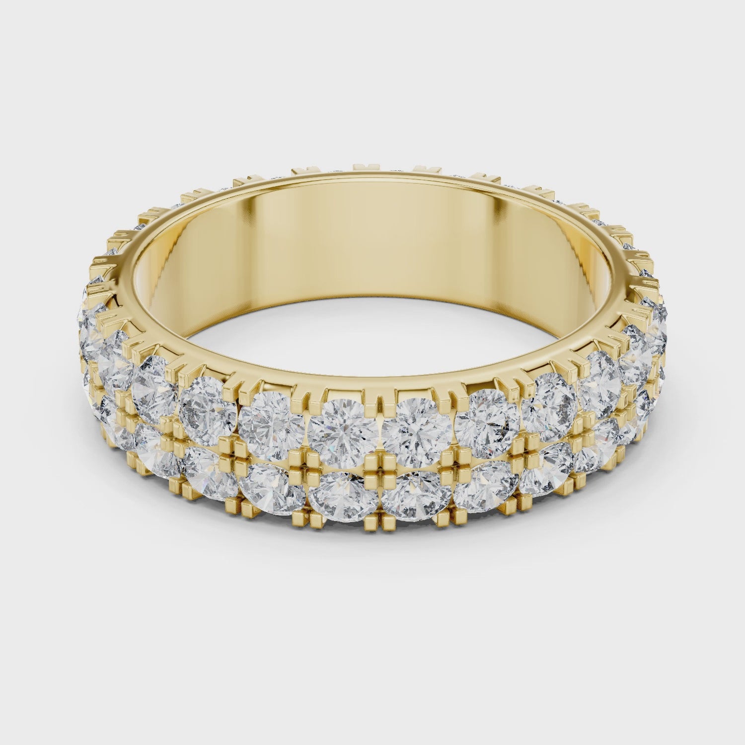 Triple Row Round Brilliant Moissanite VVS1 Eternity Band